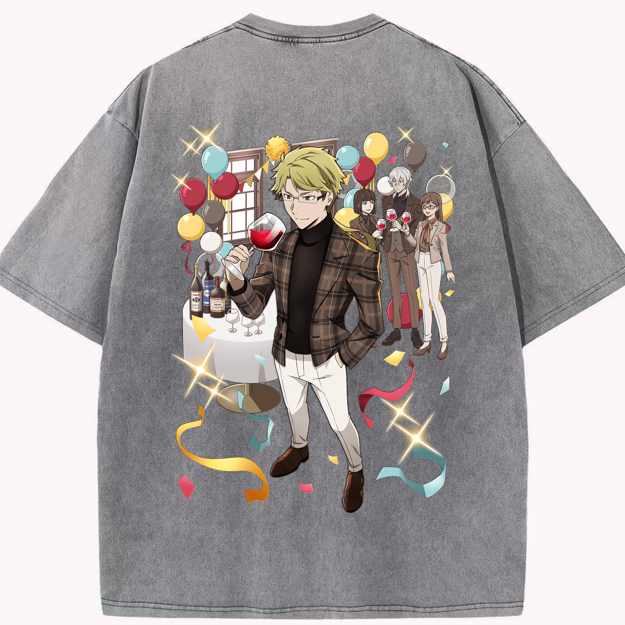 （画像用） 文豪ストレイドッグス Bungo Stray Dogs 綿100% ヴィンテージ風 半袖Tシャツ（背面プリント）