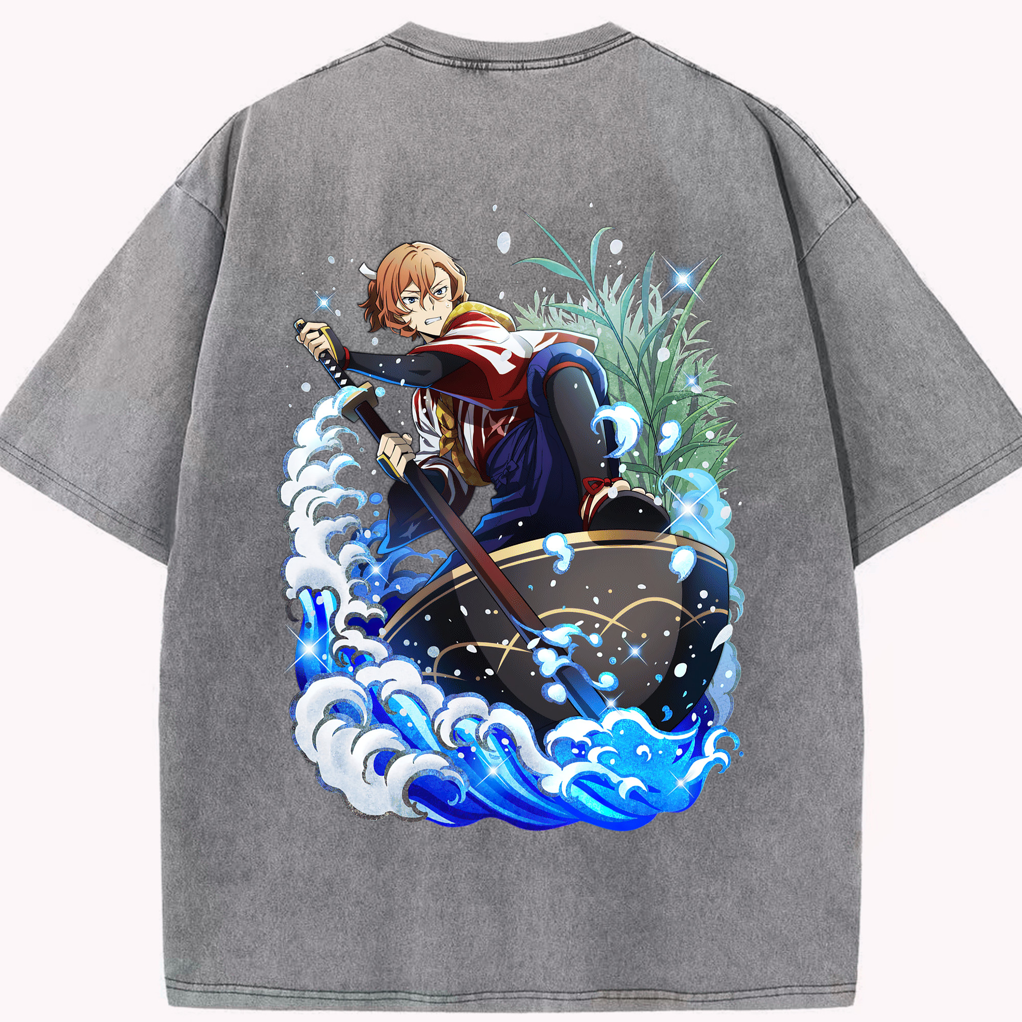（画像用） 文豪ストレイドッグス Bungo Stray Dogs 綿100% ヴィンテージ風 半袖Tシャツ（背面プリント）