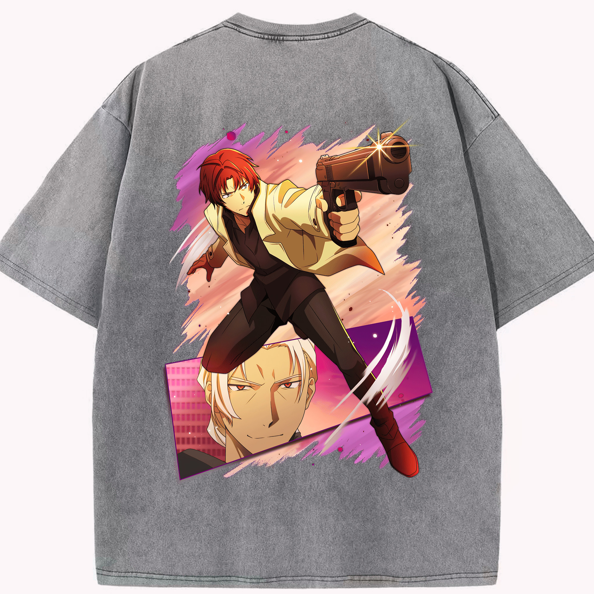 （画像用） 文豪ストレイドッグス Bungo Stray Dogs 綿100% ヴィンテージ風 半袖Tシャツ（背面プリント）