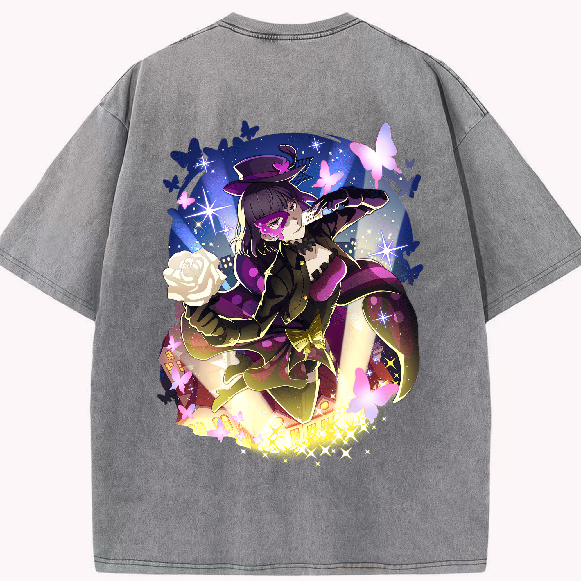 （画像用） 文豪ストレイドッグス Bungo Stray Dogs 綿100% ヴィンテージ風 半袖Tシャツ（背面プリント）