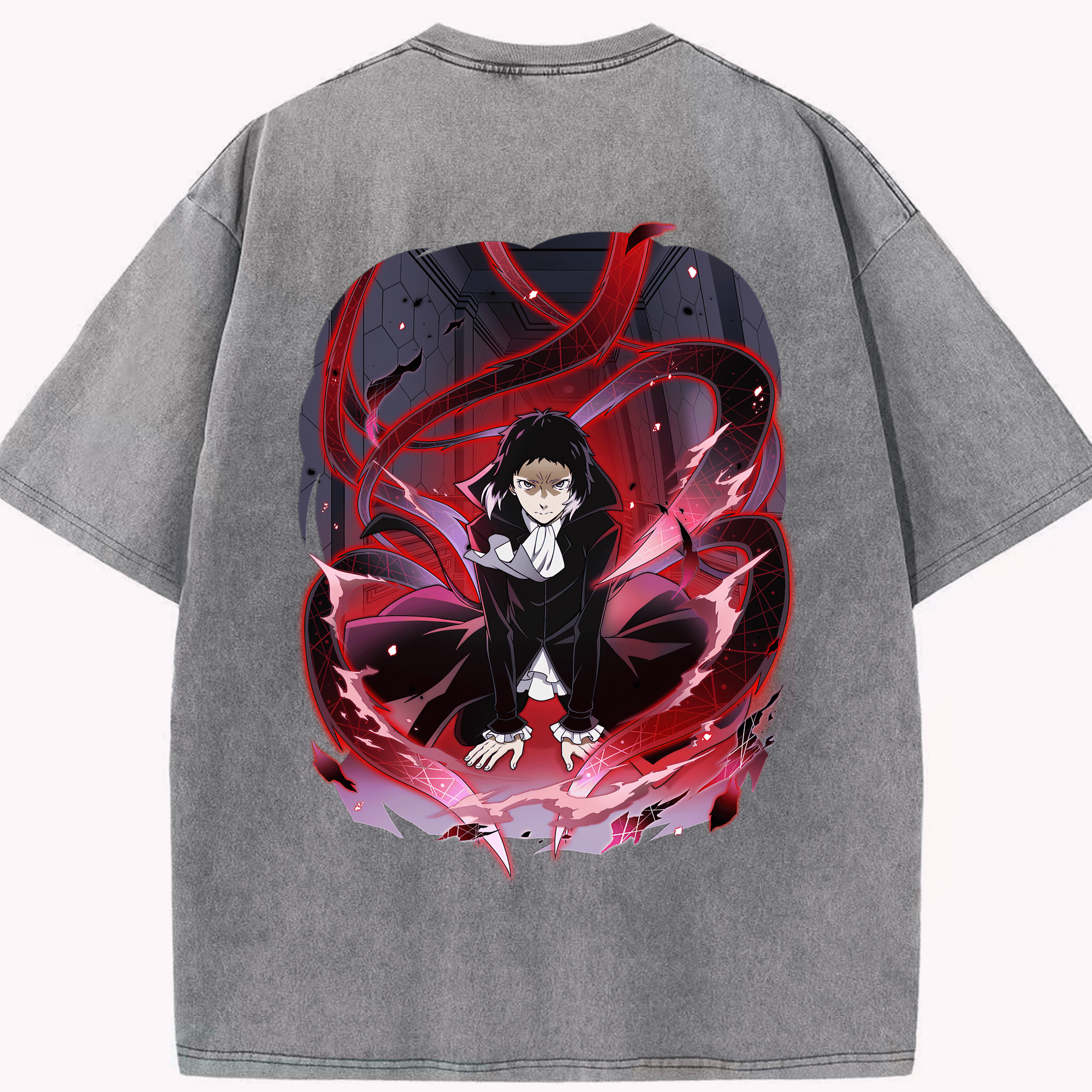 （画像用） 文豪ストレイドッグス Bungo Stray Dogs 綿100% ヴィンテージ風 半袖Tシャツ（背面プリント）