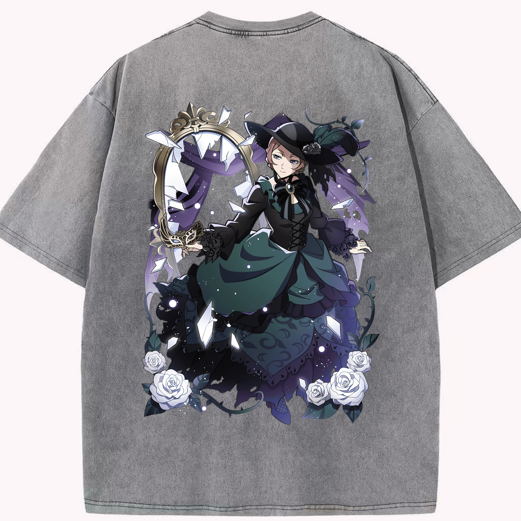 （画像用） 文豪ストレイドッグス Bungo Stray Dogs 綿100% ヴィンテージ風 半袖Tシャツ（背面プリント）