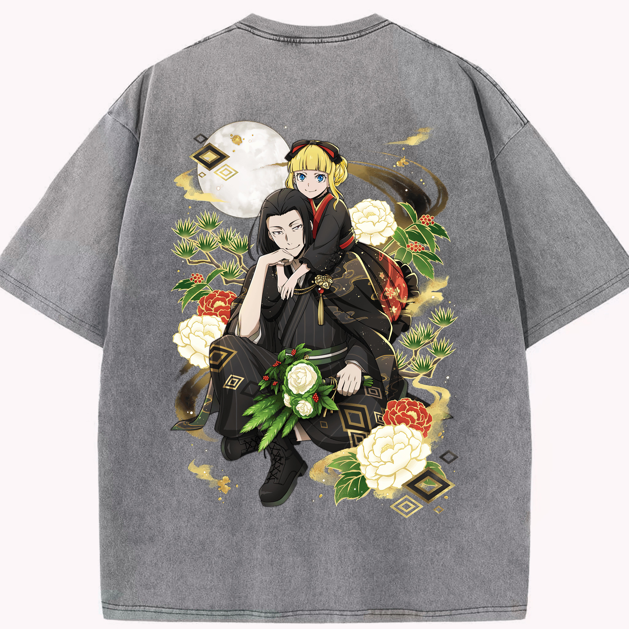 （画像用） 文豪ストレイドッグス Bungo Stray Dogs 綿100% ヴィンテージ風 半袖Tシャツ（背面プリント）