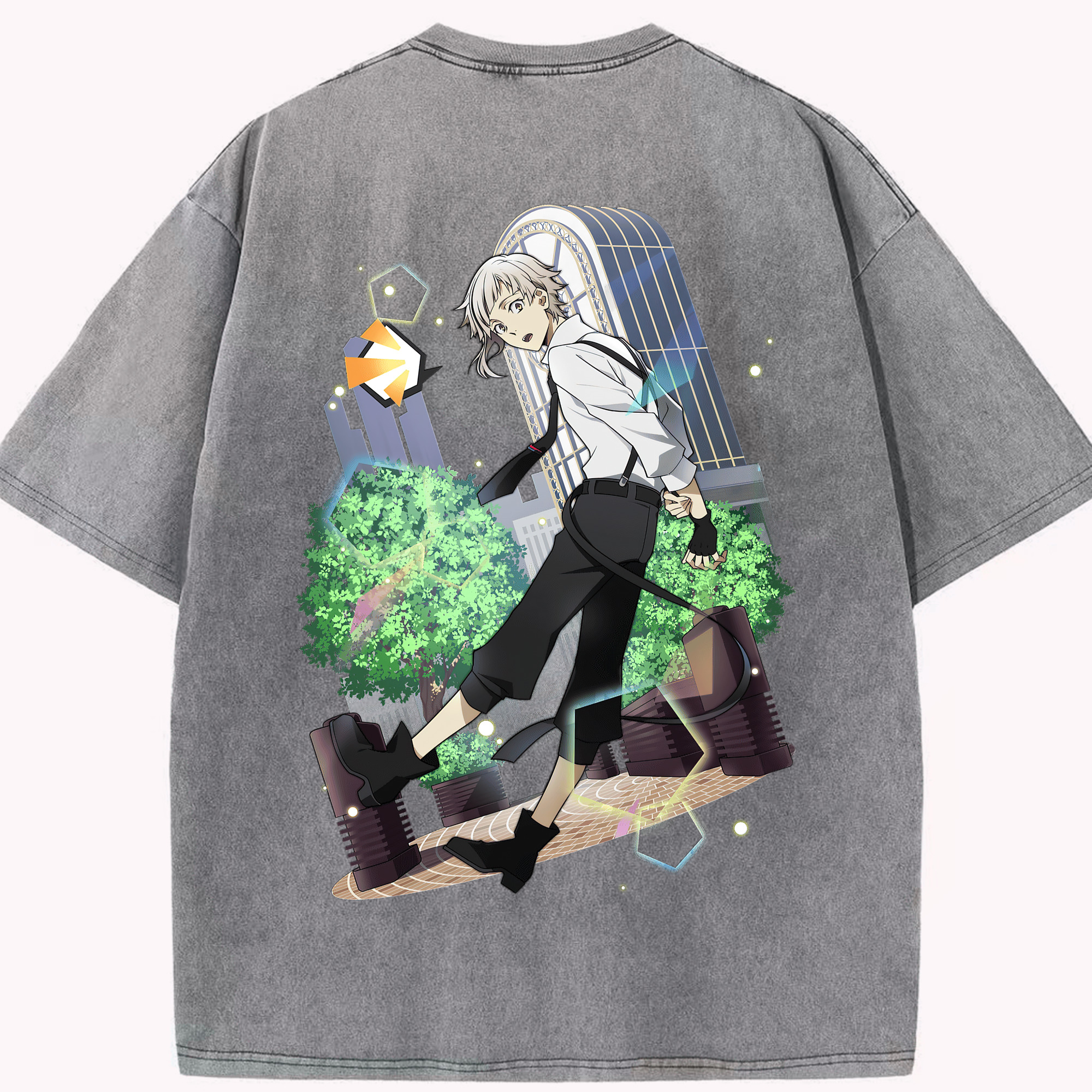 （画像用） 文豪ストレイドッグス Bungo Stray Dogs 綿100% ヴィンテージ風 半袖Tシャツ（背面プリント）