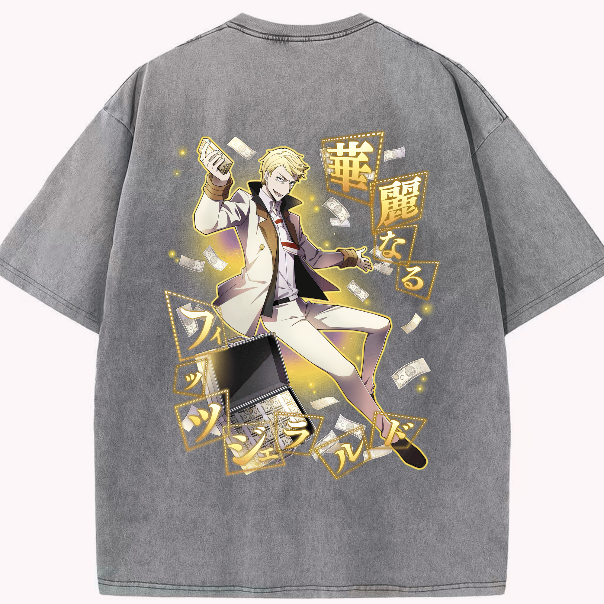 （画像用） 文豪ストレイドッグス Bungo Stray Dogs 綿100% ヴィンテージ風 半袖Tシャツ（背面プリント）
