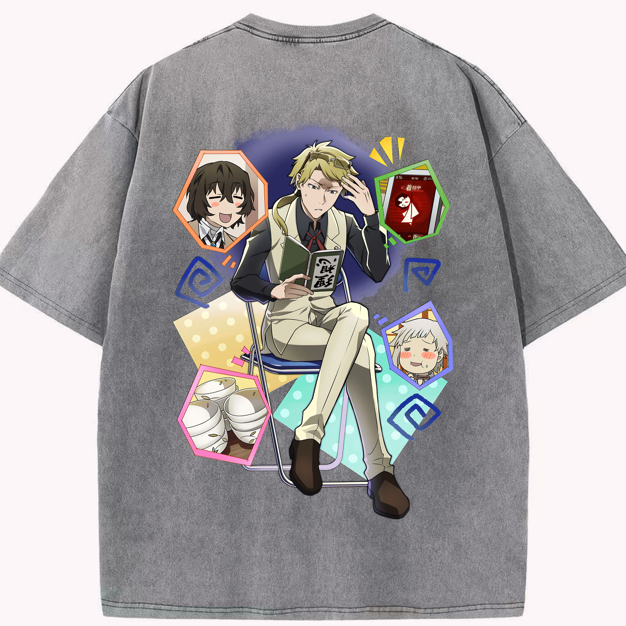 （画像用） 文豪ストレイドッグス Bungo Stray Dogs 綿100% ヴィンテージ風 半袖Tシャツ（背面プリント）