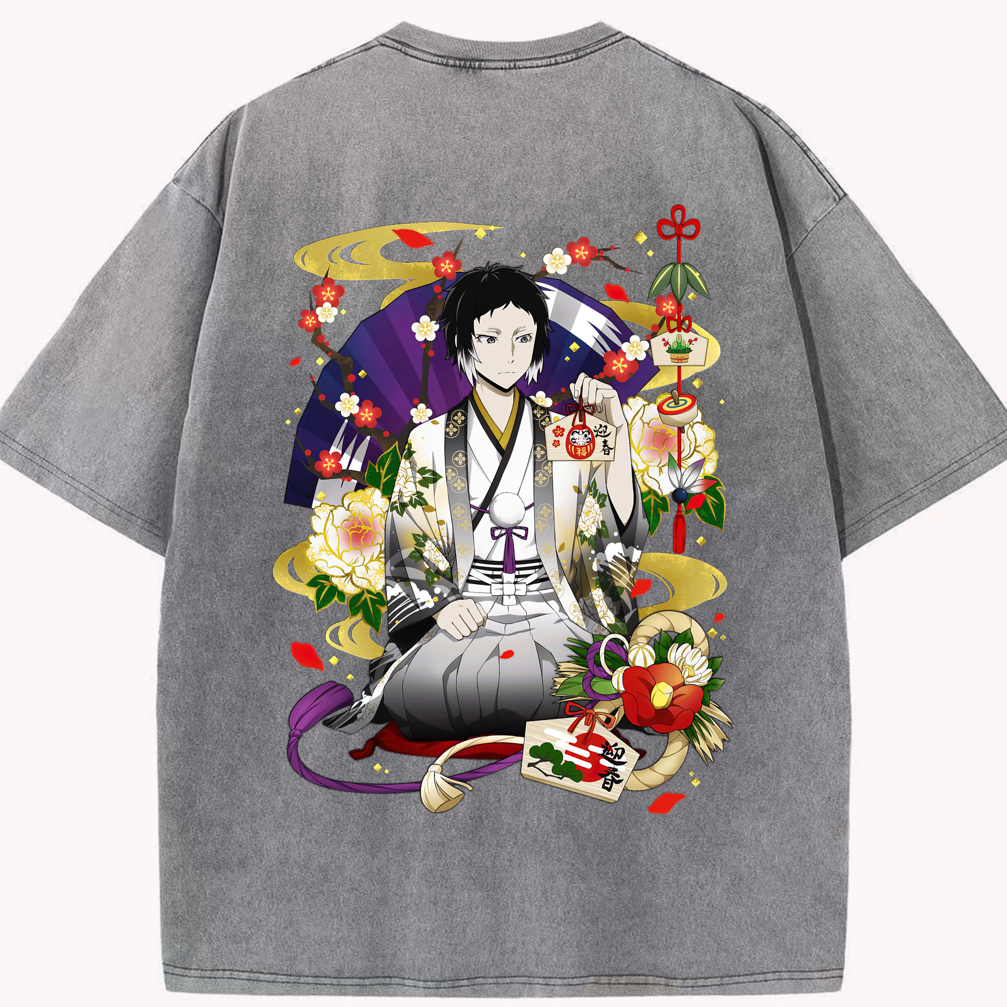 （画像用） 文豪ストレイドッグス Bungo Stray Dogs 綿100% ヴィンテージ風 半袖Tシャツ（背面プリント）