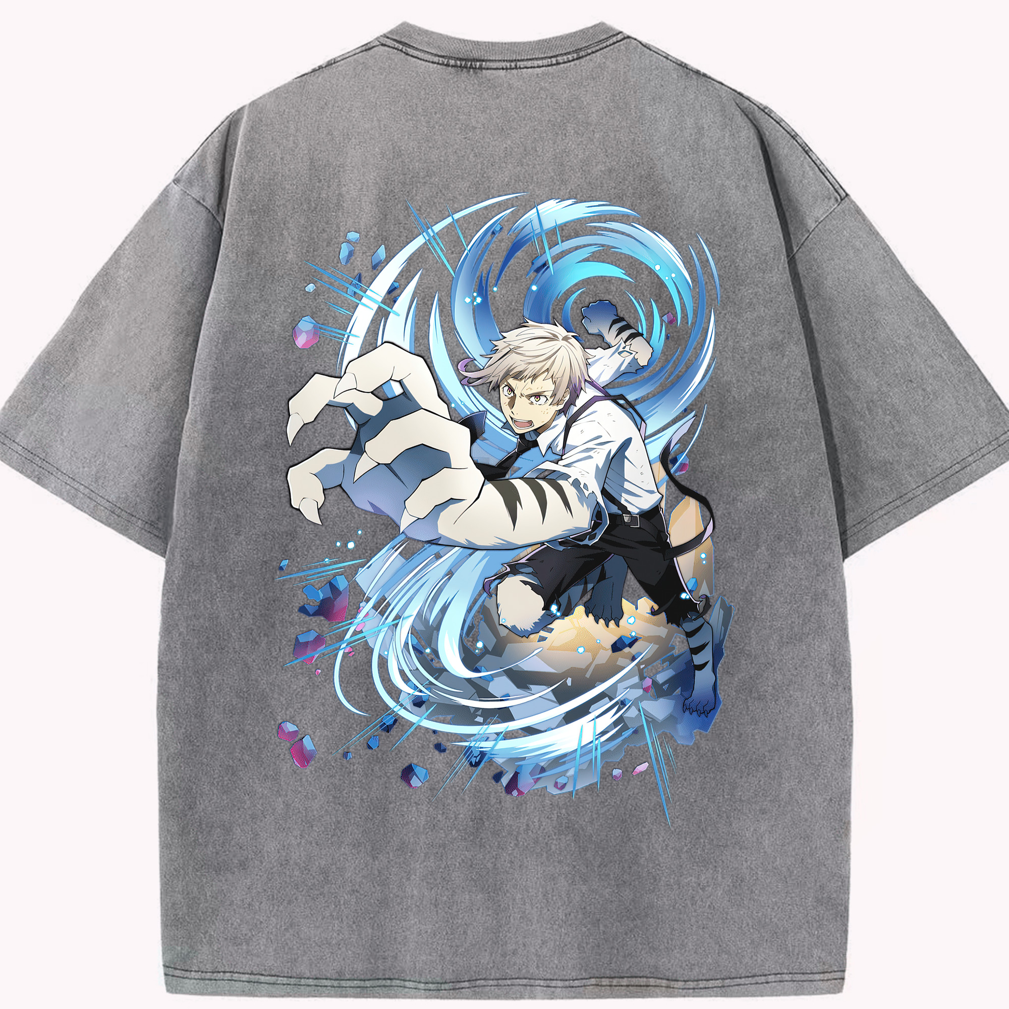 （画像用） 文豪ストレイドッグス Bungo Stray Dogs 綿100% ヴィンテージ風 半袖Tシャツ（背面プリント）