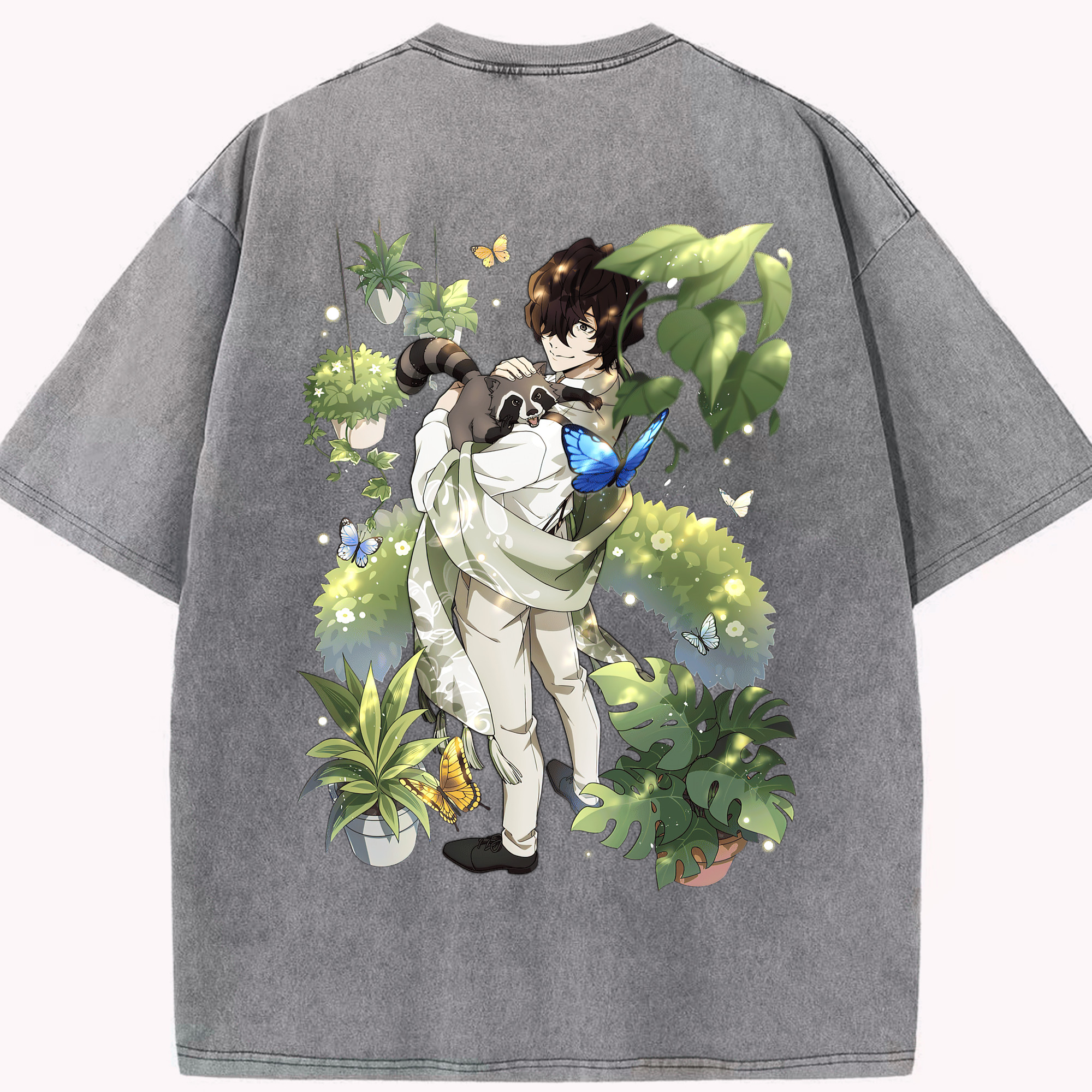 （画像用） 文豪ストレイドッグス Bungo Stray Dogs 綿100% ヴィンテージ風 半袖Tシャツ（背面プリント）
