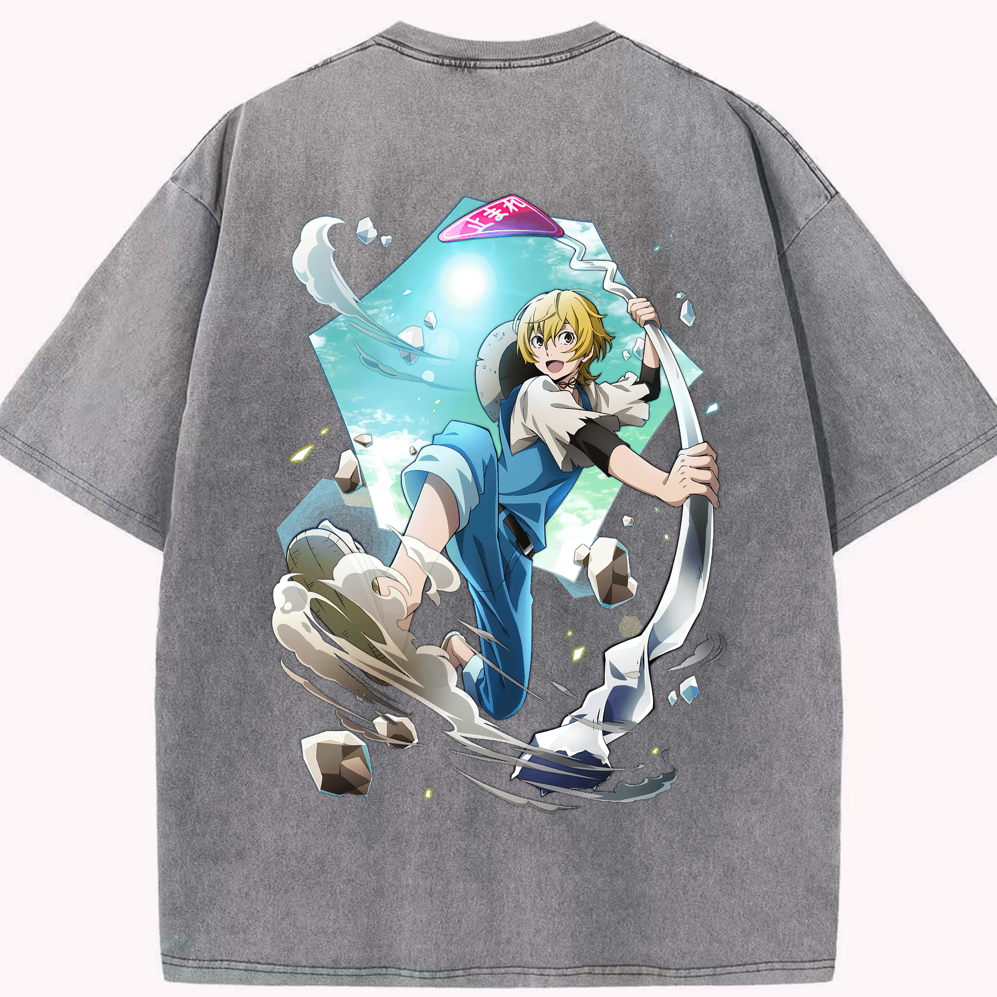 （画像用） 文豪ストレイドッグス Bungo Stray Dogs 綿100% ヴィンテージ風 半袖Tシャツ（背面プリント）