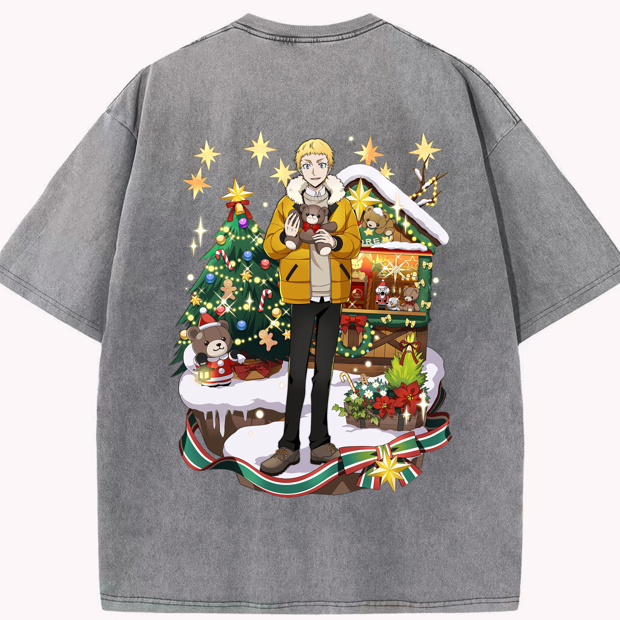 （画像用） 文豪ストレイドッグス Bungo Stray Dogs 綿100% ヴィンテージ風 半袖Tシャツ（背面プリント）