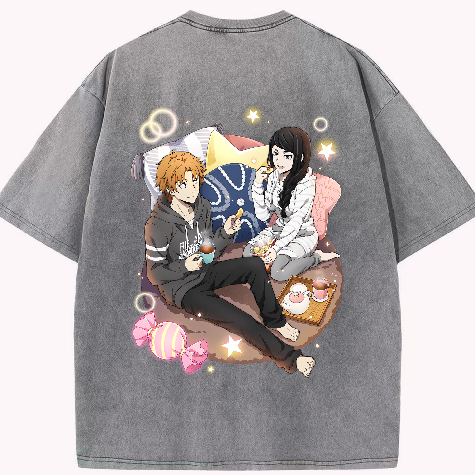 （画像用） 文豪ストレイドッグス Bungo Stray Dogs 綿100% ヴィンテージ風 半袖Tシャツ（背面プリント）