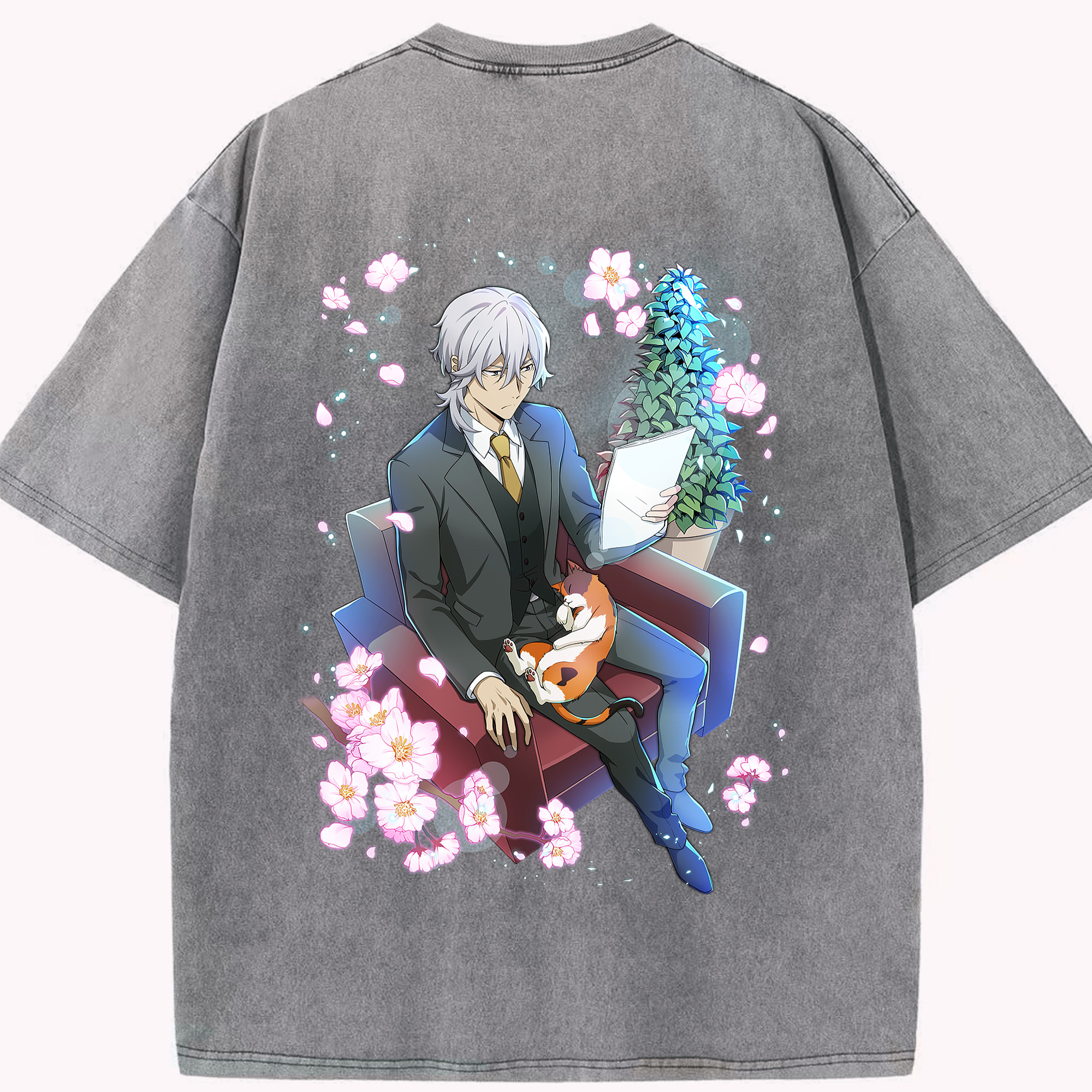 （画像用） 文豪ストレイドッグス Bungo Stray Dogs 綿100% ヴィンテージ風 半袖Tシャツ（背面プリント）