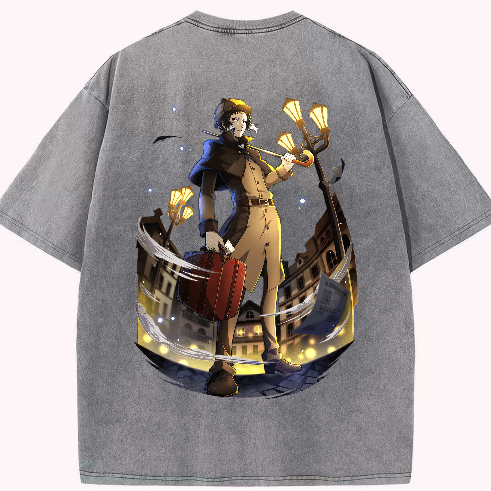 （画像用） 文豪ストレイドッグス Bungo Stray Dogs 綿100% ヴィンテージ風 半袖Tシャツ（背面プリント）