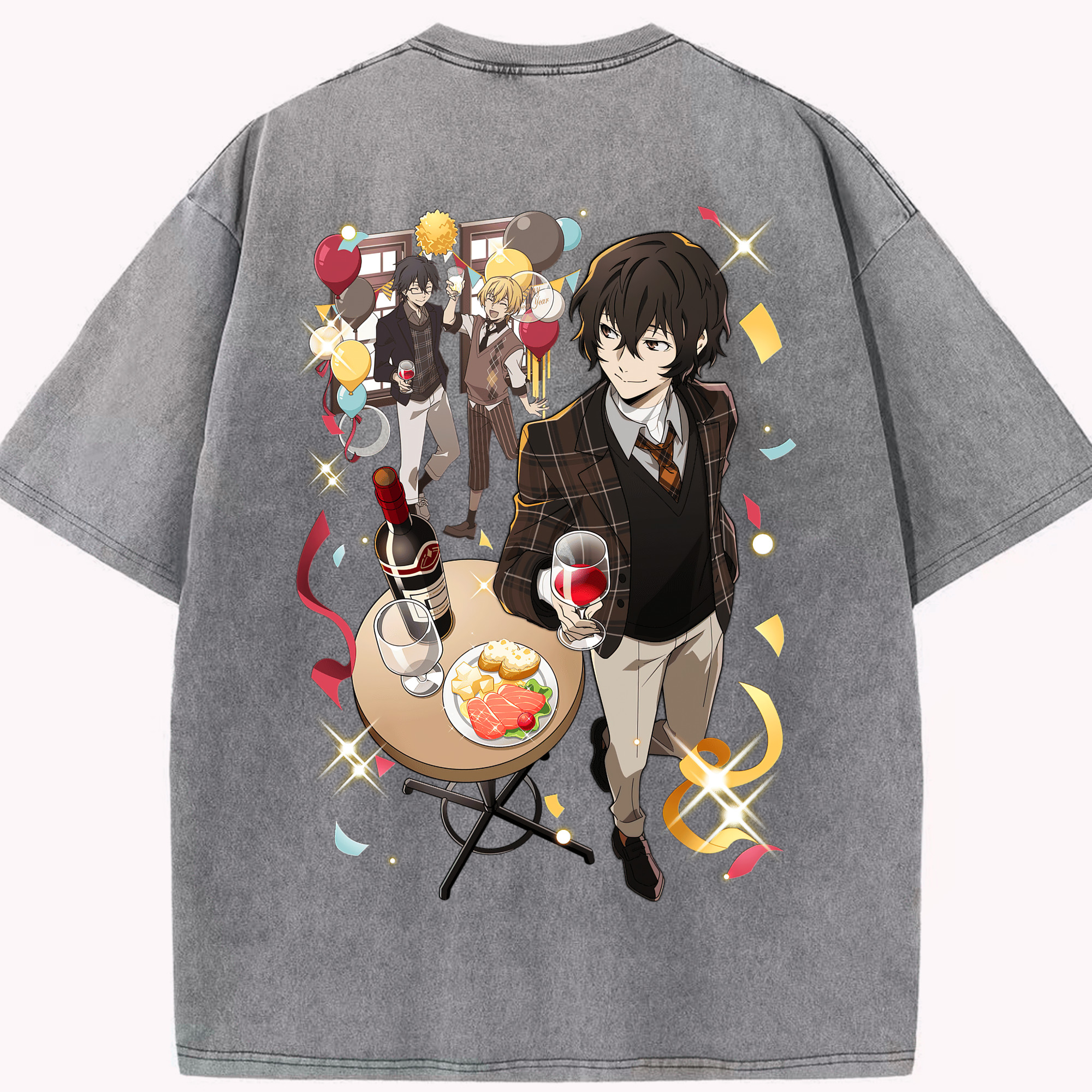 （画像用） 文豪ストレイドッグス Bungo Stray Dogs 綿100% ヴィンテージ風 半袖Tシャツ（背面プリント）