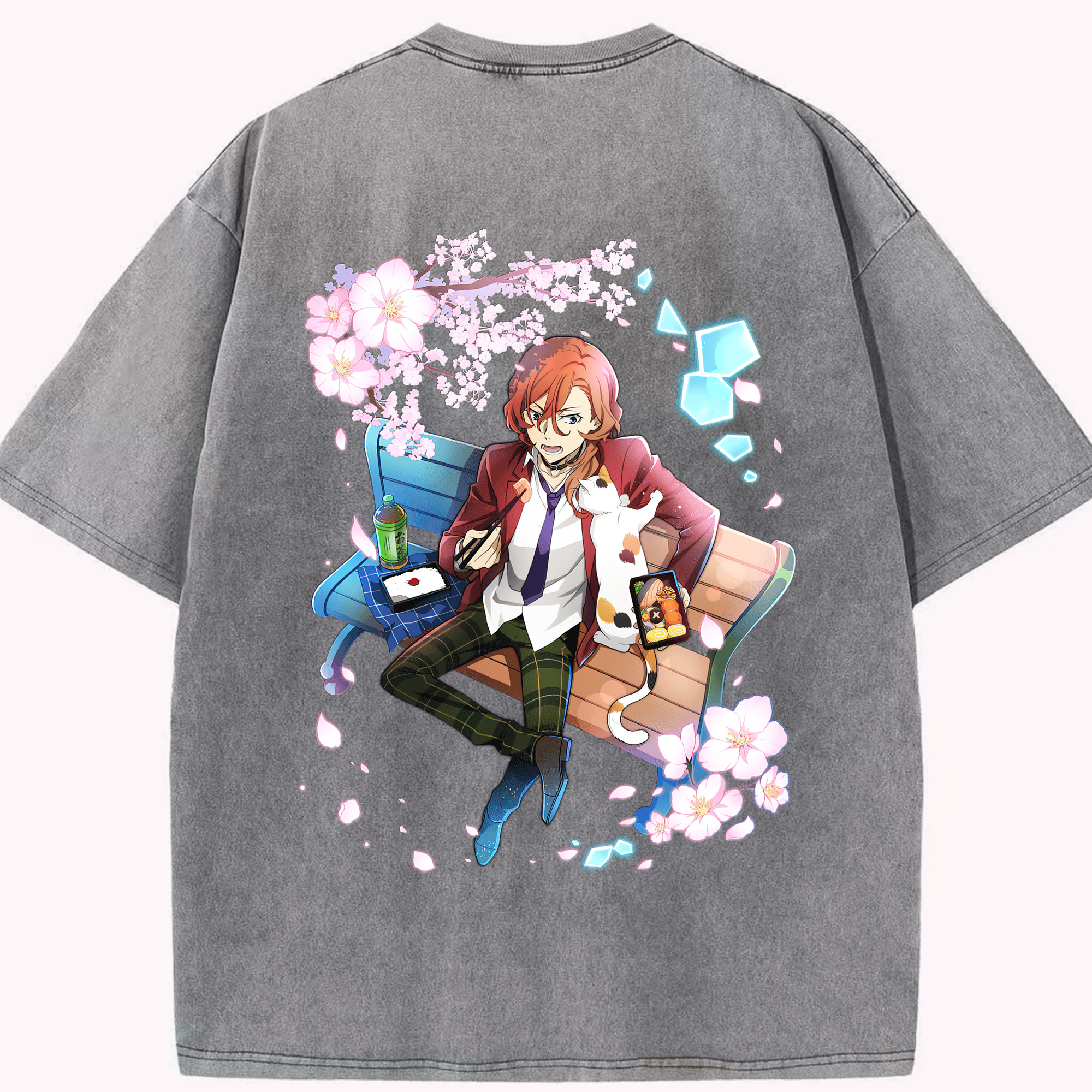 （画像用） 文豪ストレイドッグス Bungo Stray Dogs 綿100% ヴィンテージ風 半袖Tシャツ（背面プリント）