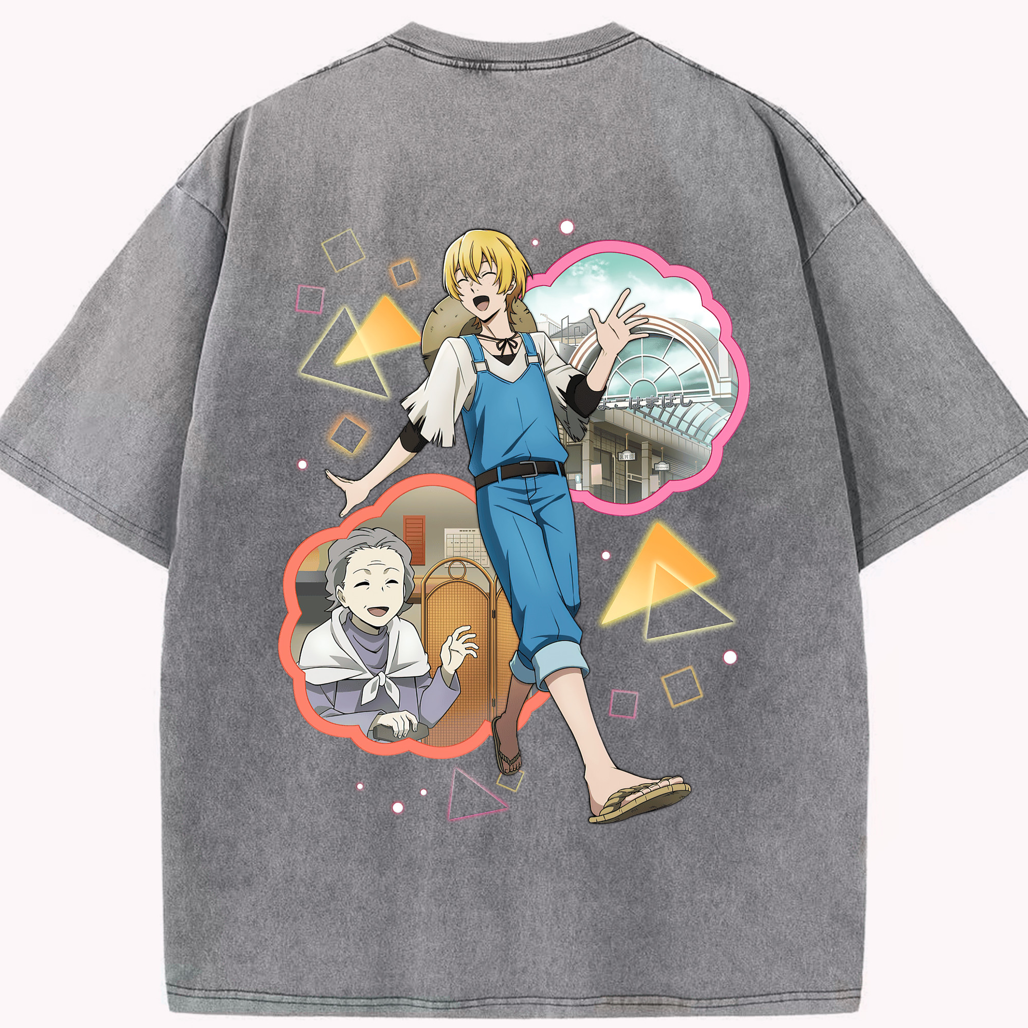 （画像用） 文豪ストレイドッグス Bungo Stray Dogs 綿100% ヴィンテージ風 半袖Tシャツ（背面プリント）