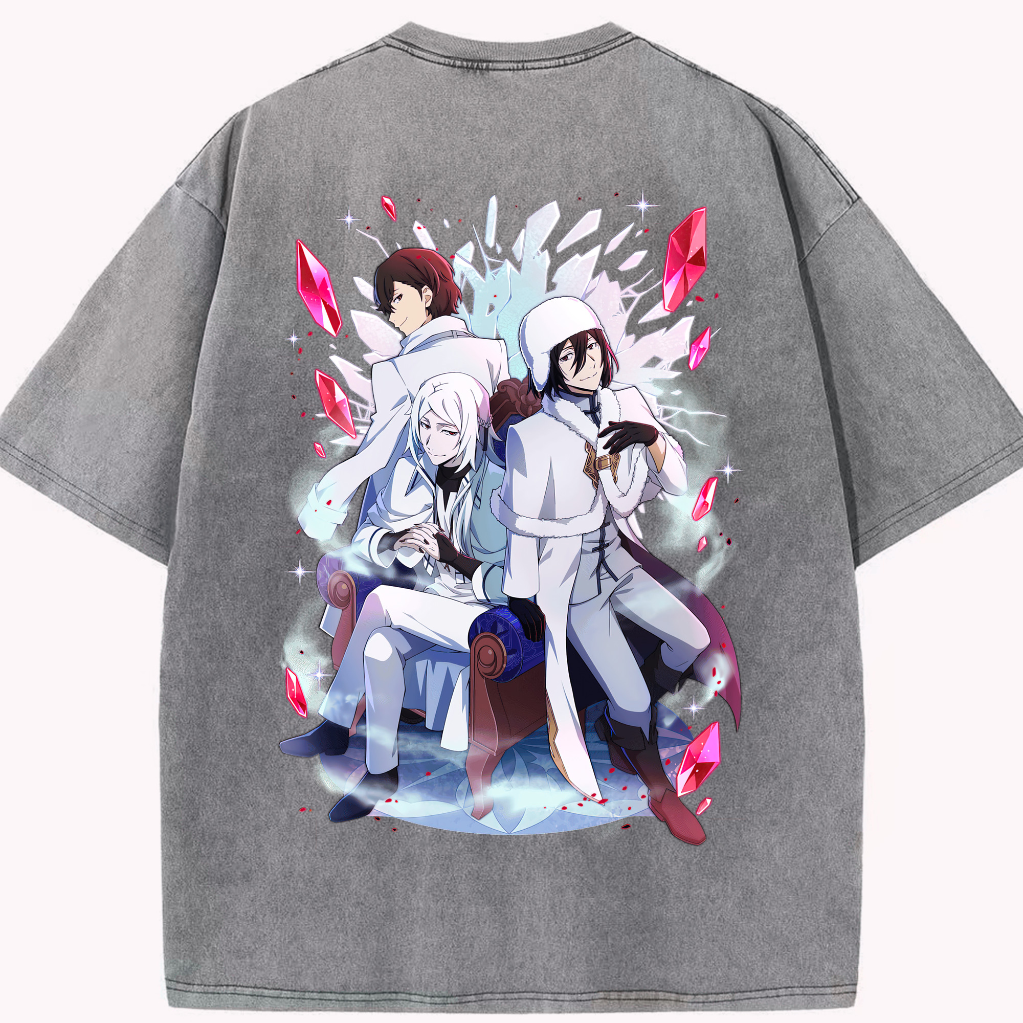 （画像用） 文豪ストレイドッグス Bungo Stray Dogs 綿100% ヴィンテージ風 半袖Tシャツ（背面プリント）