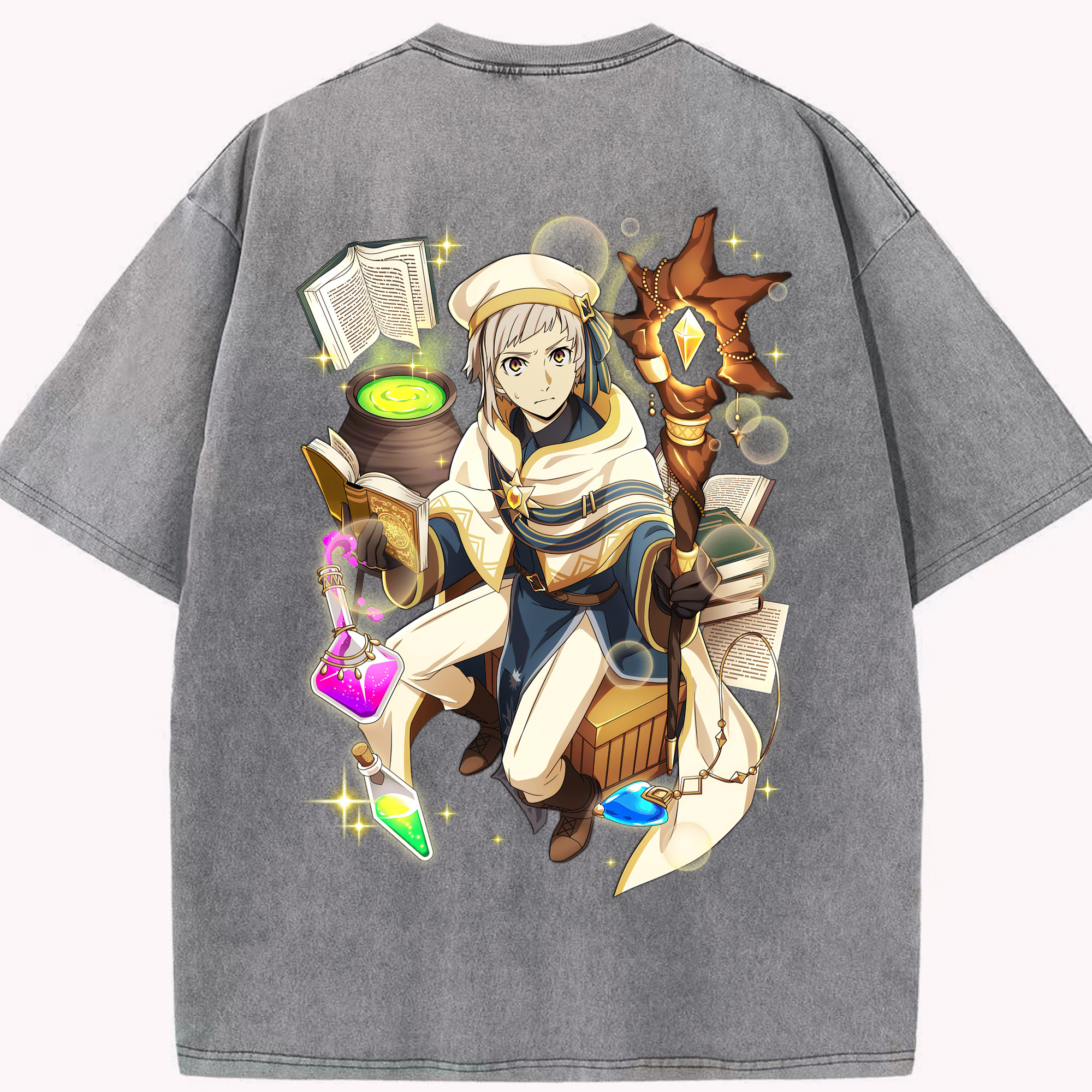 （画像用） 文豪ストレイドッグス Bungo Stray Dogs 綿100% ヴィンテージ風 半袖Tシャツ（背面プリント）