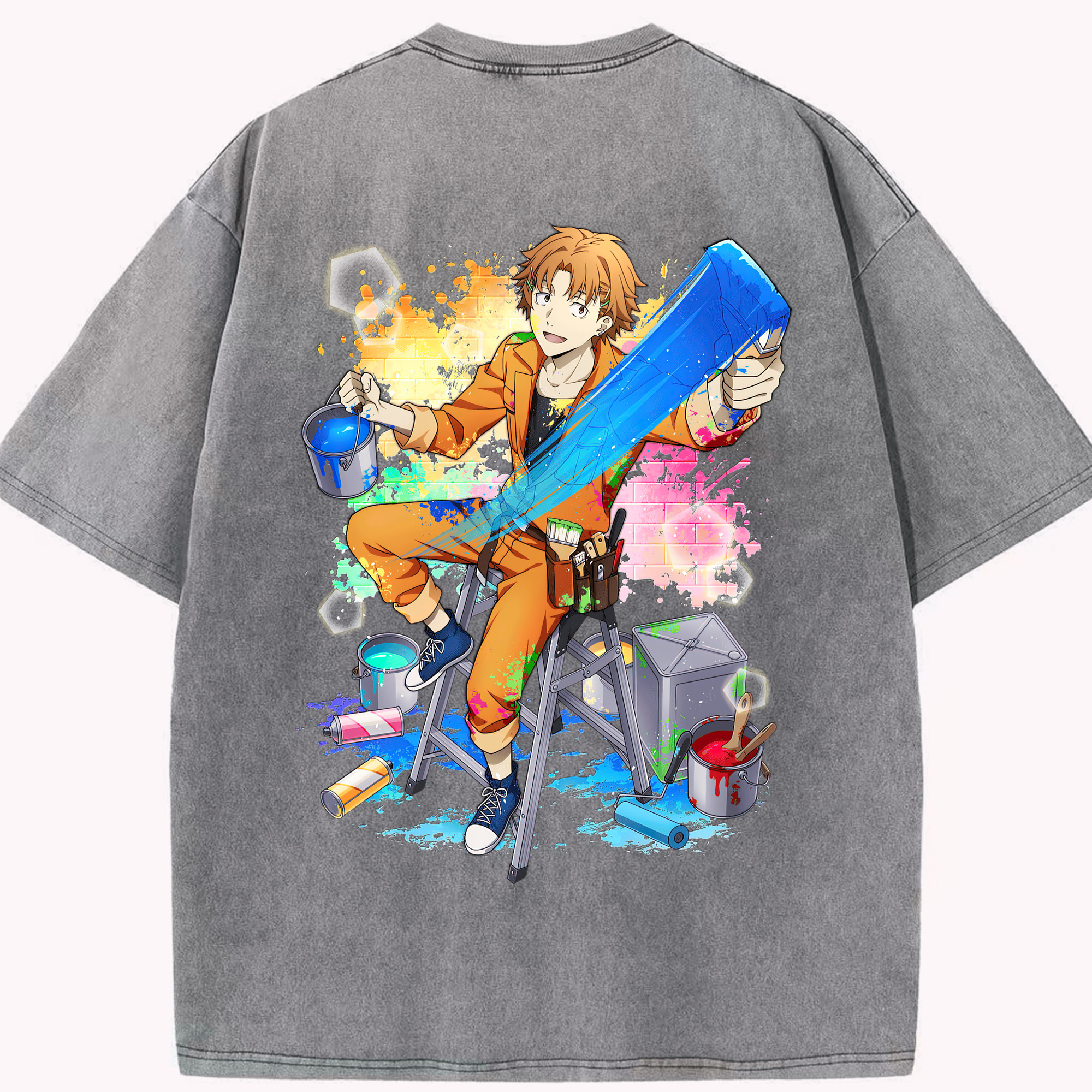 （画像用） 文豪ストレイドッグス Bungo Stray Dogs 綿100% ヴィンテージ風 半袖Tシャツ（背面プリント）