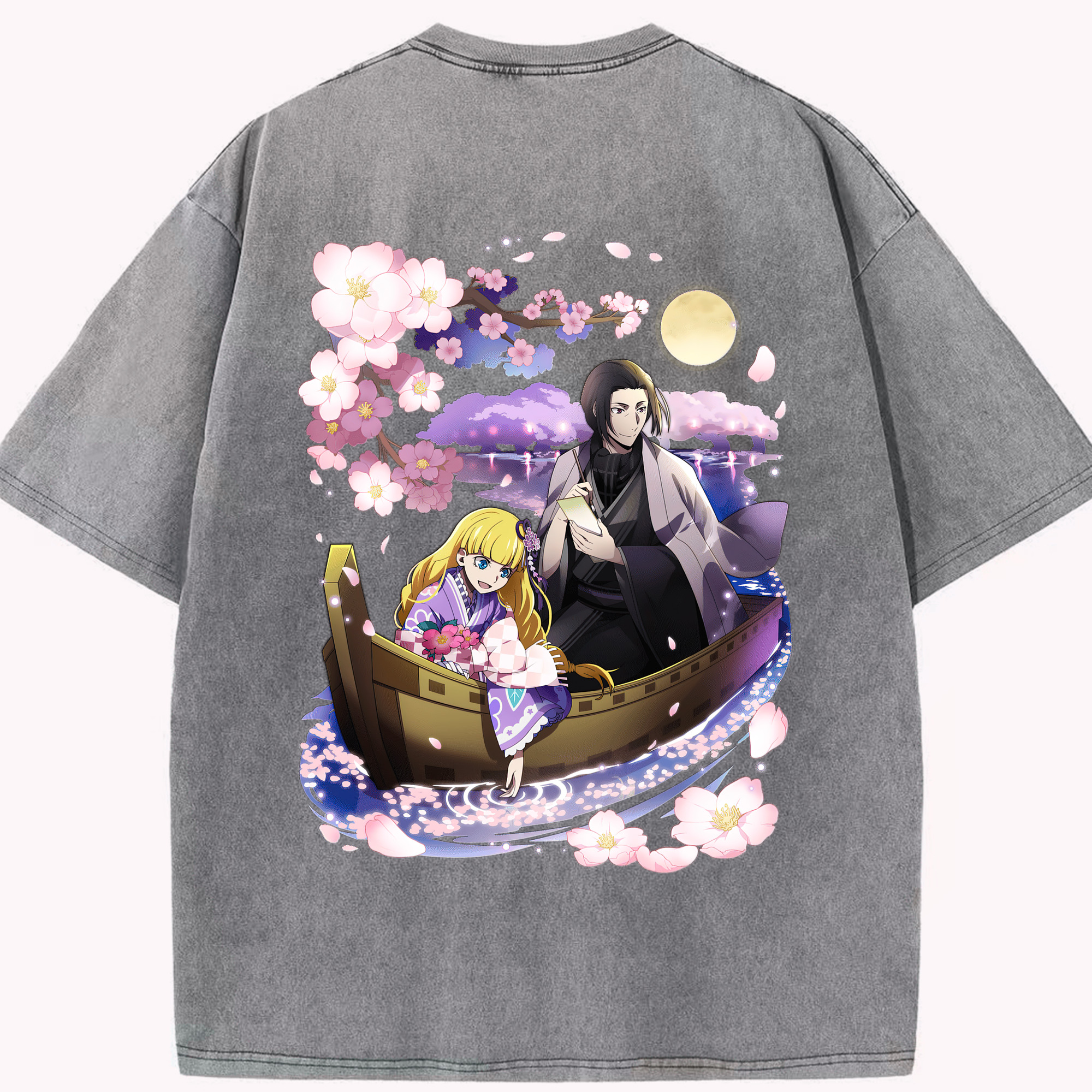（画像用） 文豪ストレイドッグス Bungo Stray Dogs 綿100% ヴィンテージ風 半袖Tシャツ（背面プリント）