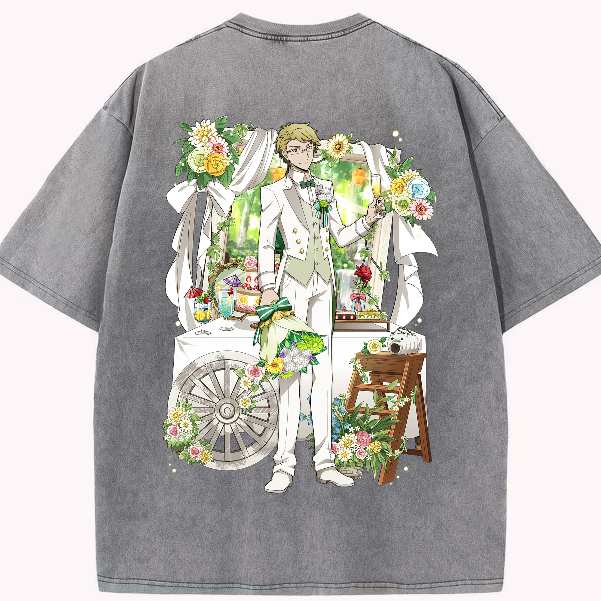 （画像用） 文豪ストレイドッグス Bungo Stray Dogs 綿100% ヴィンテージ風 半袖Tシャツ（背面プリント）