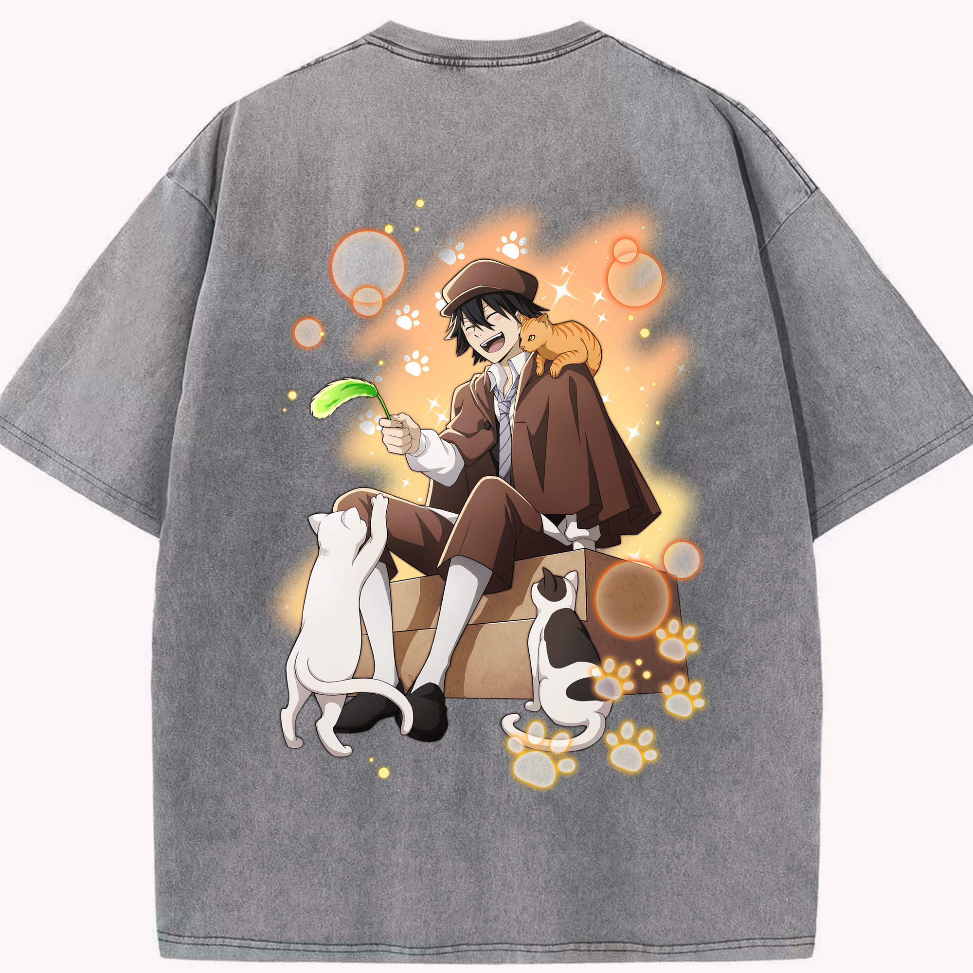 （画像用） 文豪ストレイドッグス Bungo Stray Dogs 綿100% ヴィンテージ風 半袖Tシャツ（背面プリント）