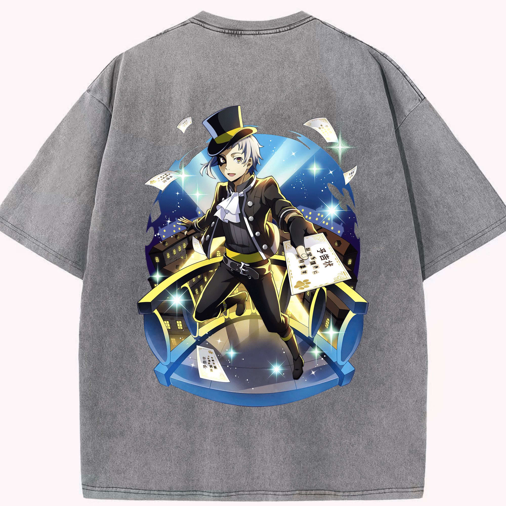 （画像用） 文豪ストレイドッグス Bungo Stray Dogs 綿100% ヴィンテージ風 半袖Tシャツ（背面プリント）