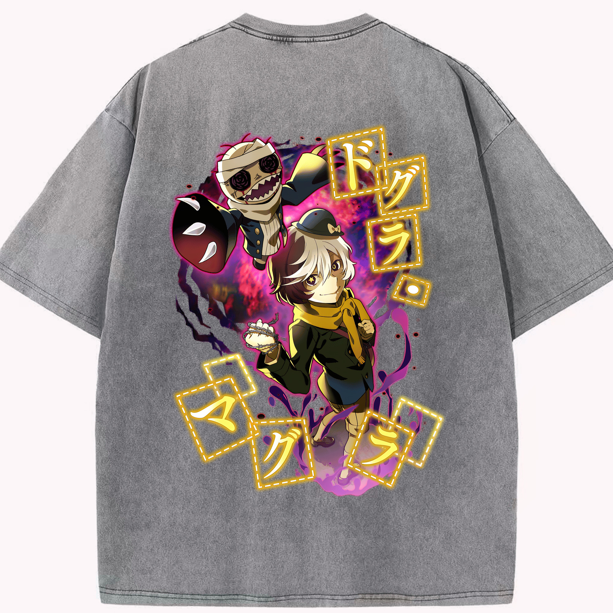 （画像用） 文豪ストレイドッグス Bungo Stray Dogs 綿100% ヴィンテージ風 半袖Tシャツ（背面プリント）