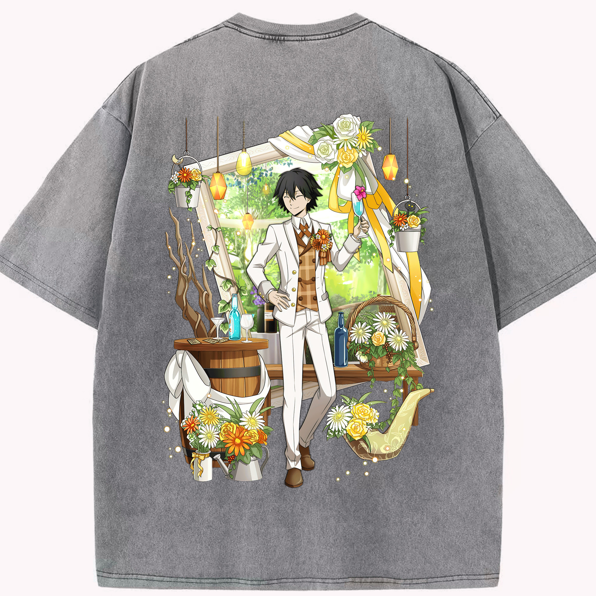 （画像用） 文豪ストレイドッグス Bungo Stray Dogs 綿100% ヴィンテージ風 半袖Tシャツ（背面プリント）