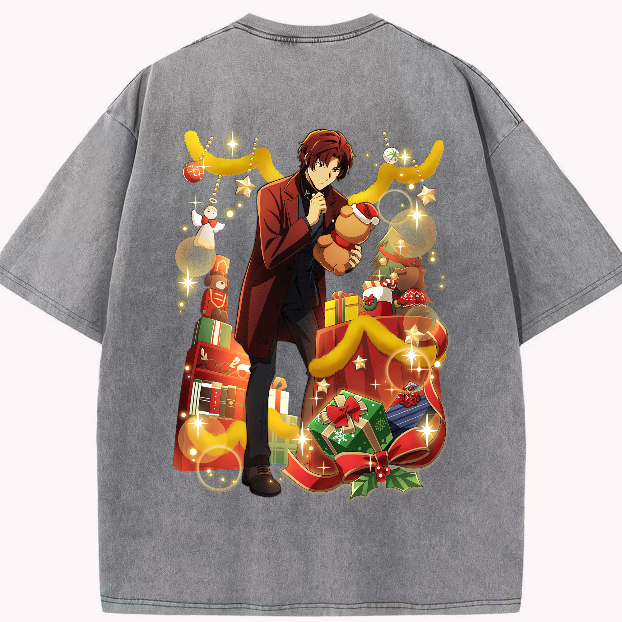 （画像用） 文豪ストレイドッグス Bungo Stray Dogs 綿100% ヴィンテージ風 半袖Tシャツ（背面プリント）