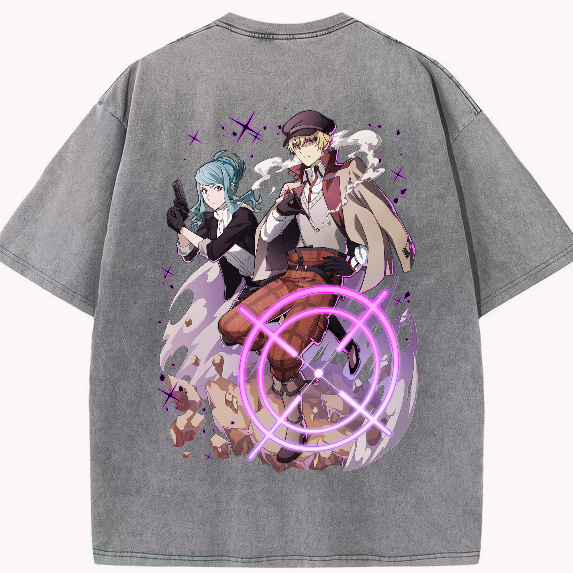 （画像用） 文豪ストレイドッグス Bungo Stray Dogs 綿100% ヴィンテージ風 半袖Tシャツ（背面プリント）