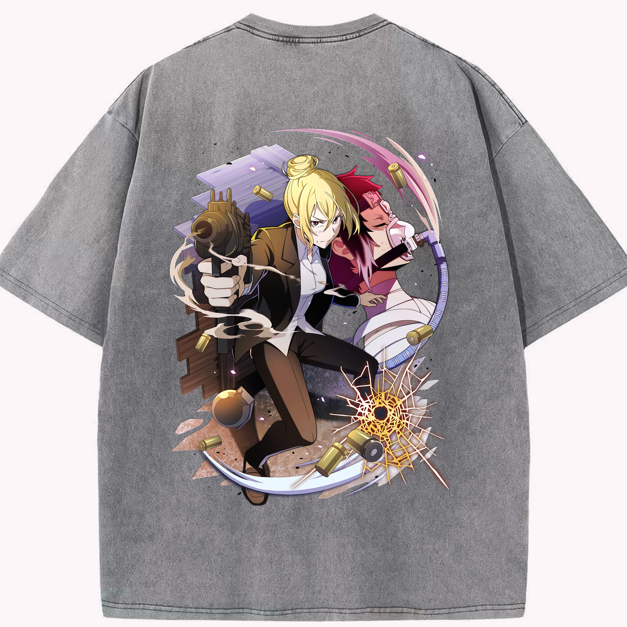 （画像用） 文豪ストレイドッグス Bungo Stray Dogs 綿100% ヴィンテージ風 半袖Tシャツ（背面プリント）