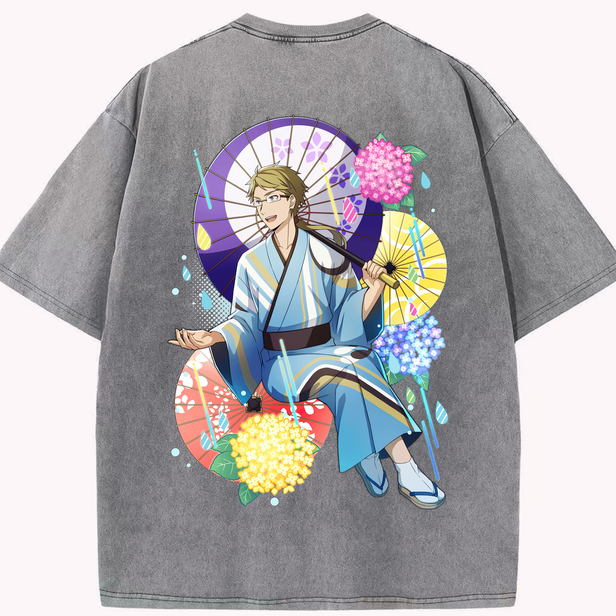 （画像用） 文豪ストレイドッグス Bungo Stray Dogs 綿100% ヴィンテージ風 半袖Tシャツ（背面プリント）