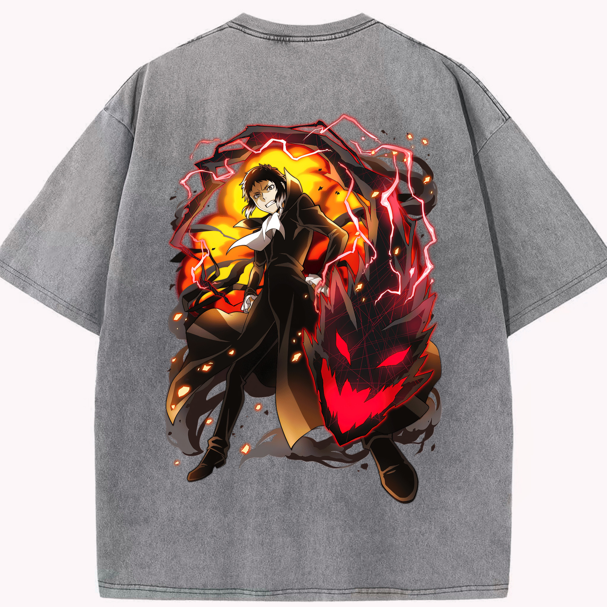（画像用） 文豪ストレイドッグス Bungo Stray Dogs 綿100% ヴィンテージ風 半袖Tシャツ（背面プリント）