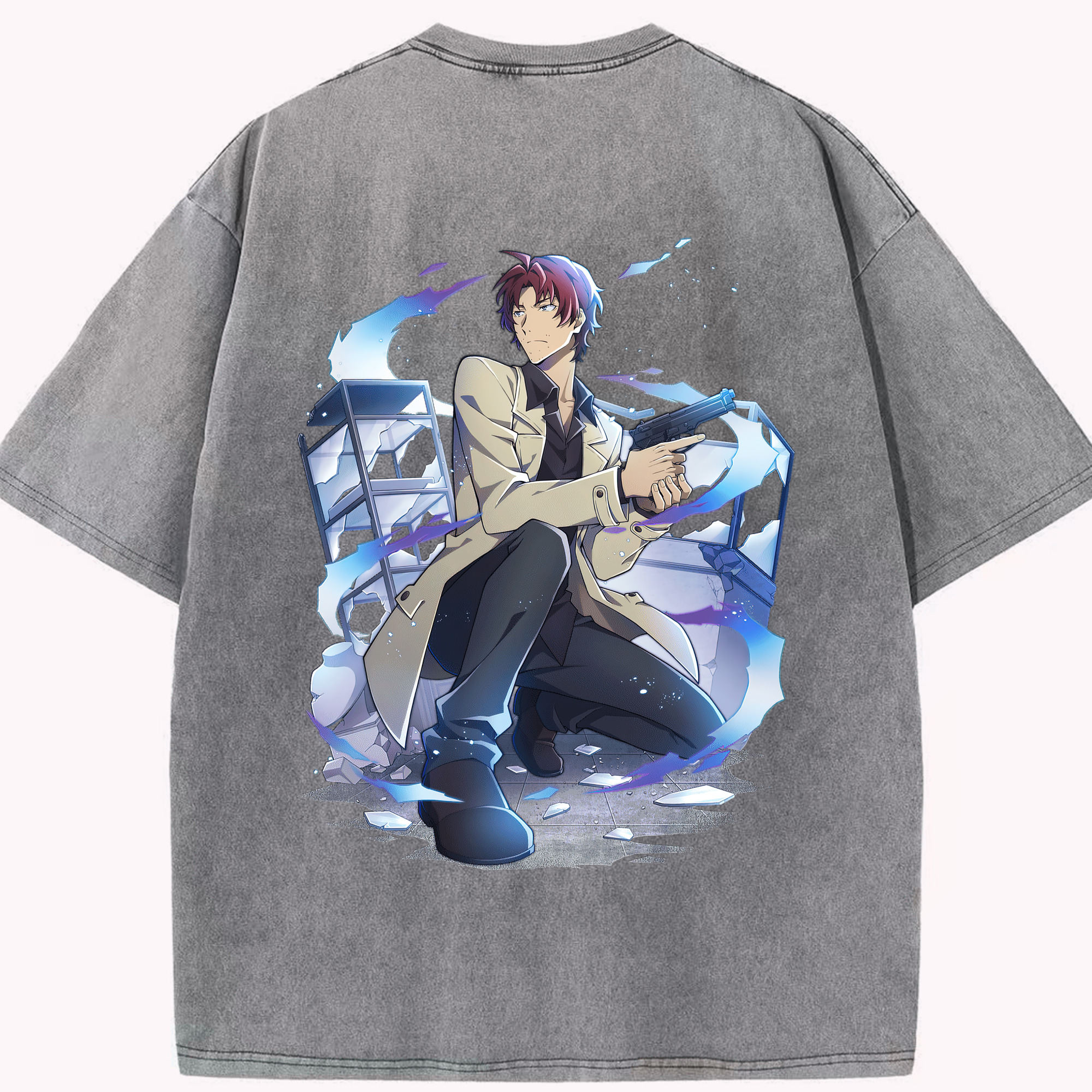 （画像用） 文豪ストレイドッグス Bungo Stray Dogs 綿100% ヴィンテージ風 半袖Tシャツ（背面プリント）
