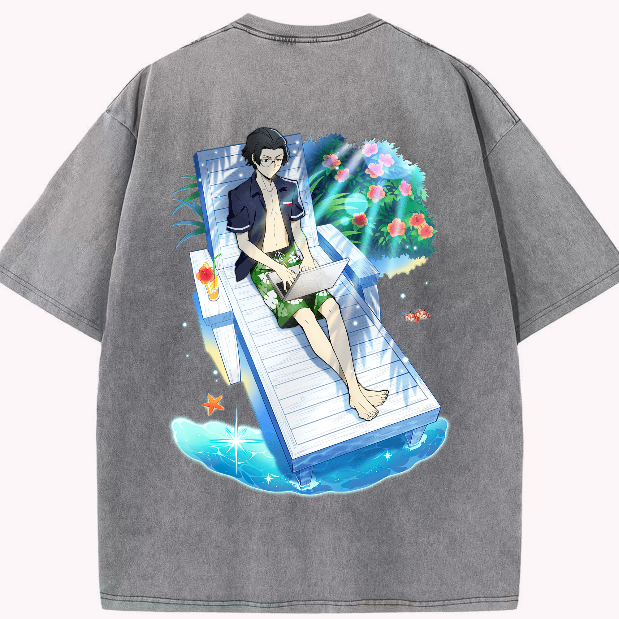 （画像用） 文豪ストレイドッグス Bungo Stray Dogs 綿100% ヴィンテージ風 半袖Tシャツ（背面プリント）