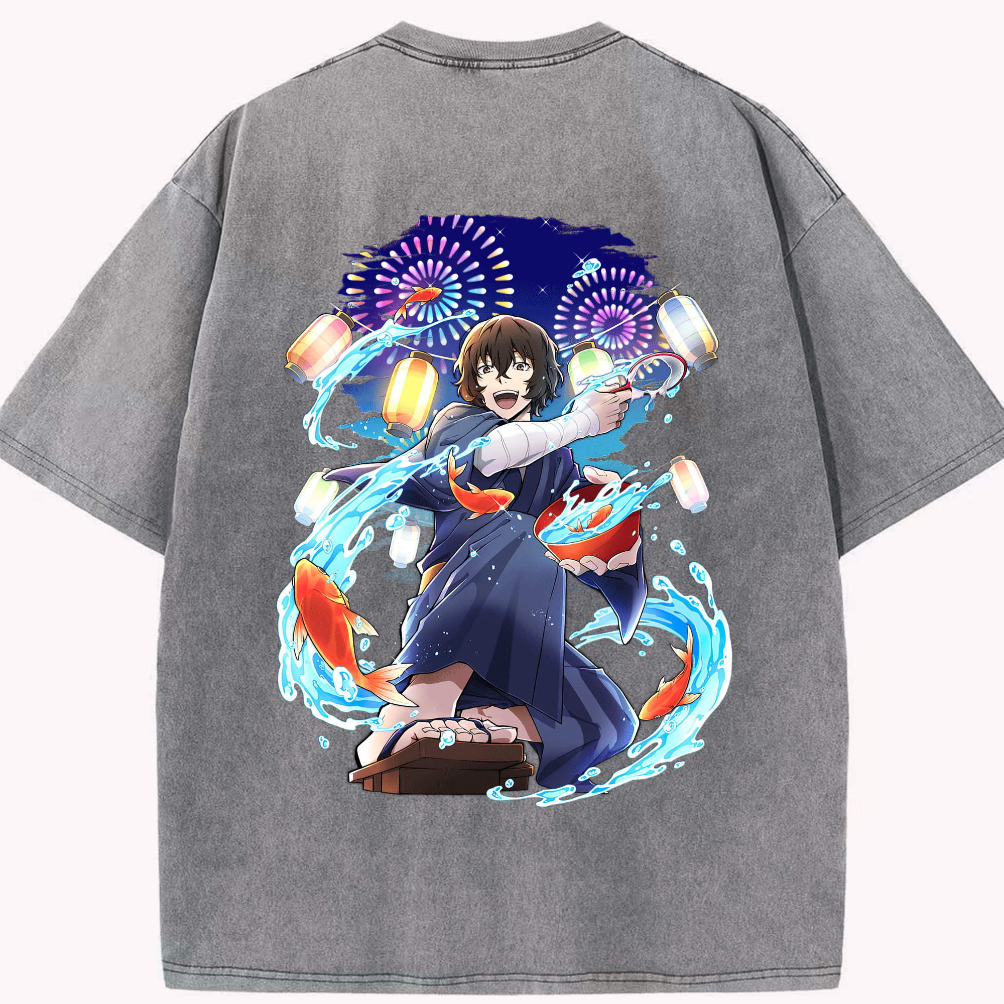 （画像用） 文豪ストレイドッグス Bungo Stray Dogs 綿100% ヴィンテージ風 半袖Tシャツ（背面プリント）