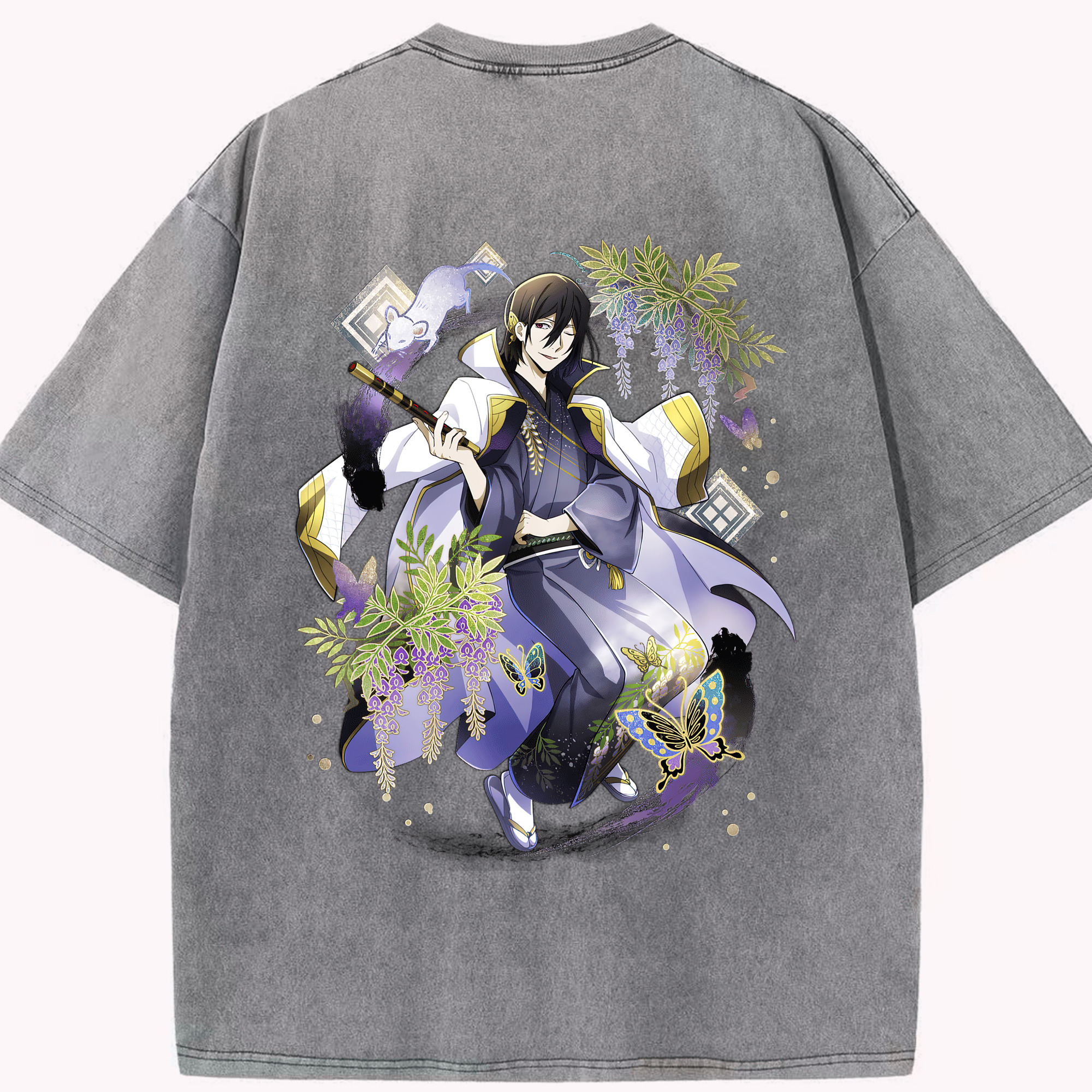 （画像用） 文豪ストレイドッグス Bungo Stray Dogs 綿100% ヴィンテージ風 半袖Tシャツ（背面プリント）