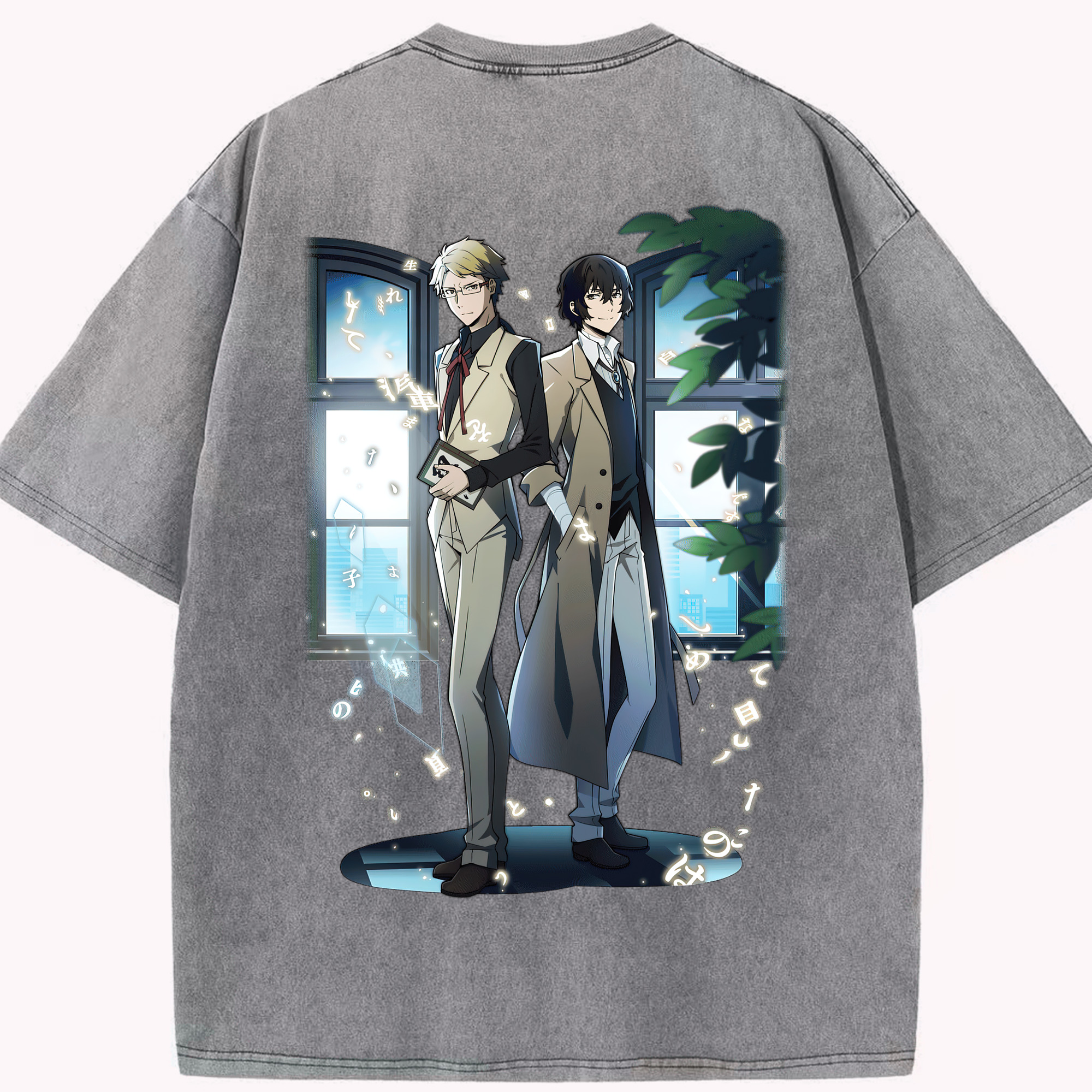 （画像用） 文豪ストレイドッグス Bungo Stray Dogs 綿100% ヴィンテージ風 半袖Tシャツ（背面プリント）