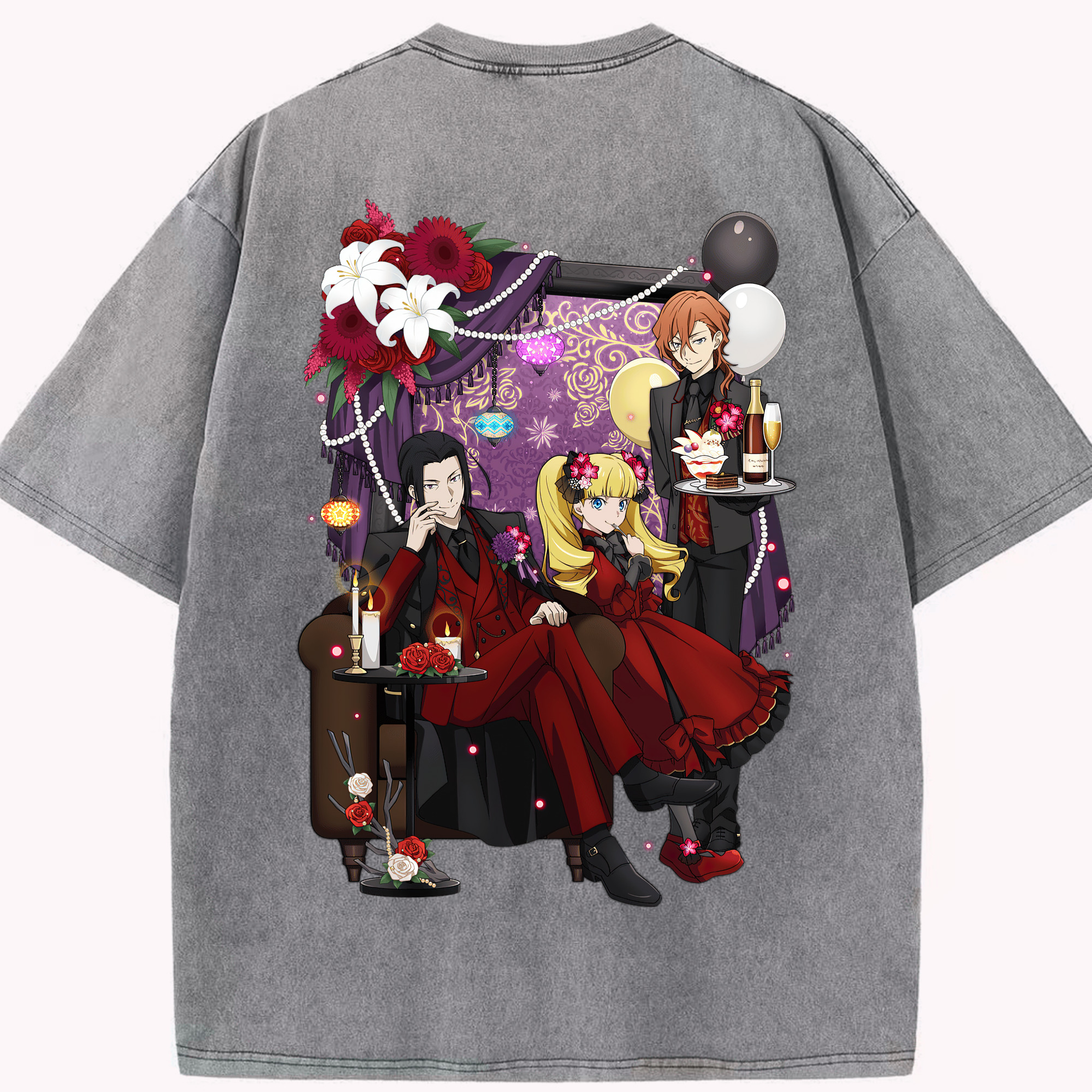 （画像用） 文豪ストレイドッグス Bungo Stray Dogs 綿100% ヴィンテージ風 半袖Tシャツ（背面プリント）