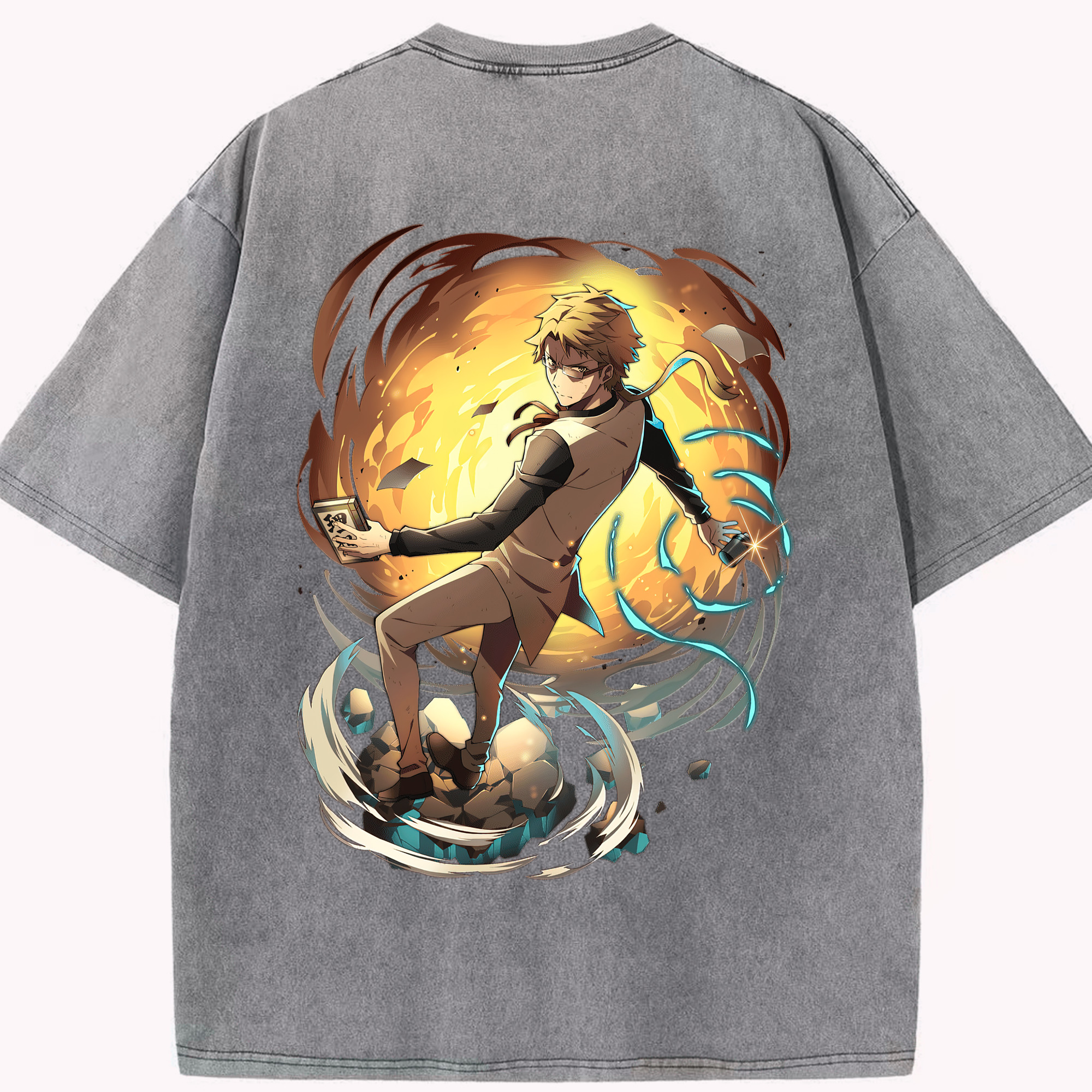 （画像用） 文豪ストレイドッグス Bungo Stray Dogs 綿100% ヴィンテージ風 半袖Tシャツ（背面プリント）