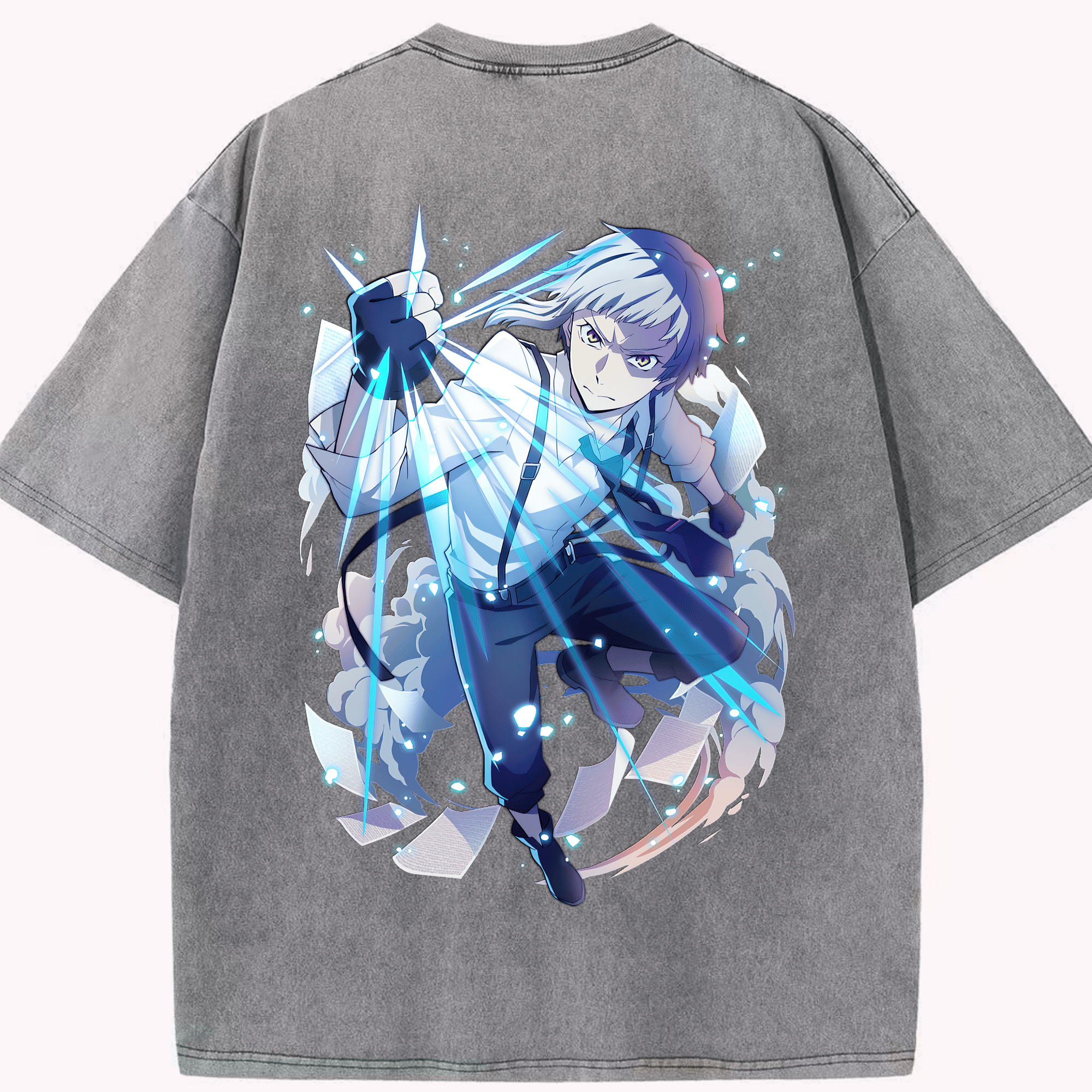 （画像用） 文豪ストレイドッグス Bungo Stray Dogs 綿100% ヴィンテージ風 半袖Tシャツ（背面プリント）