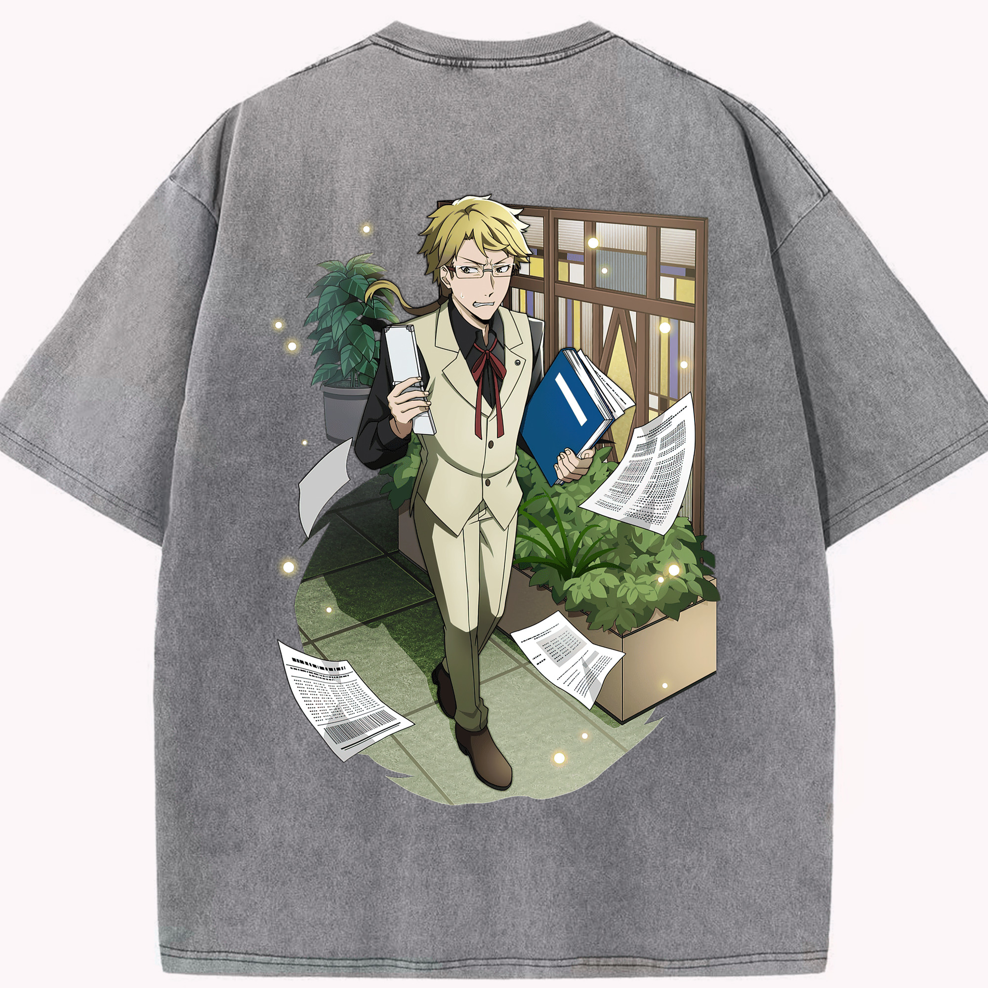 （画像用） 文豪ストレイドッグス Bungo Stray Dogs 綿100% ヴィンテージ風 半袖Tシャツ（背面プリント）