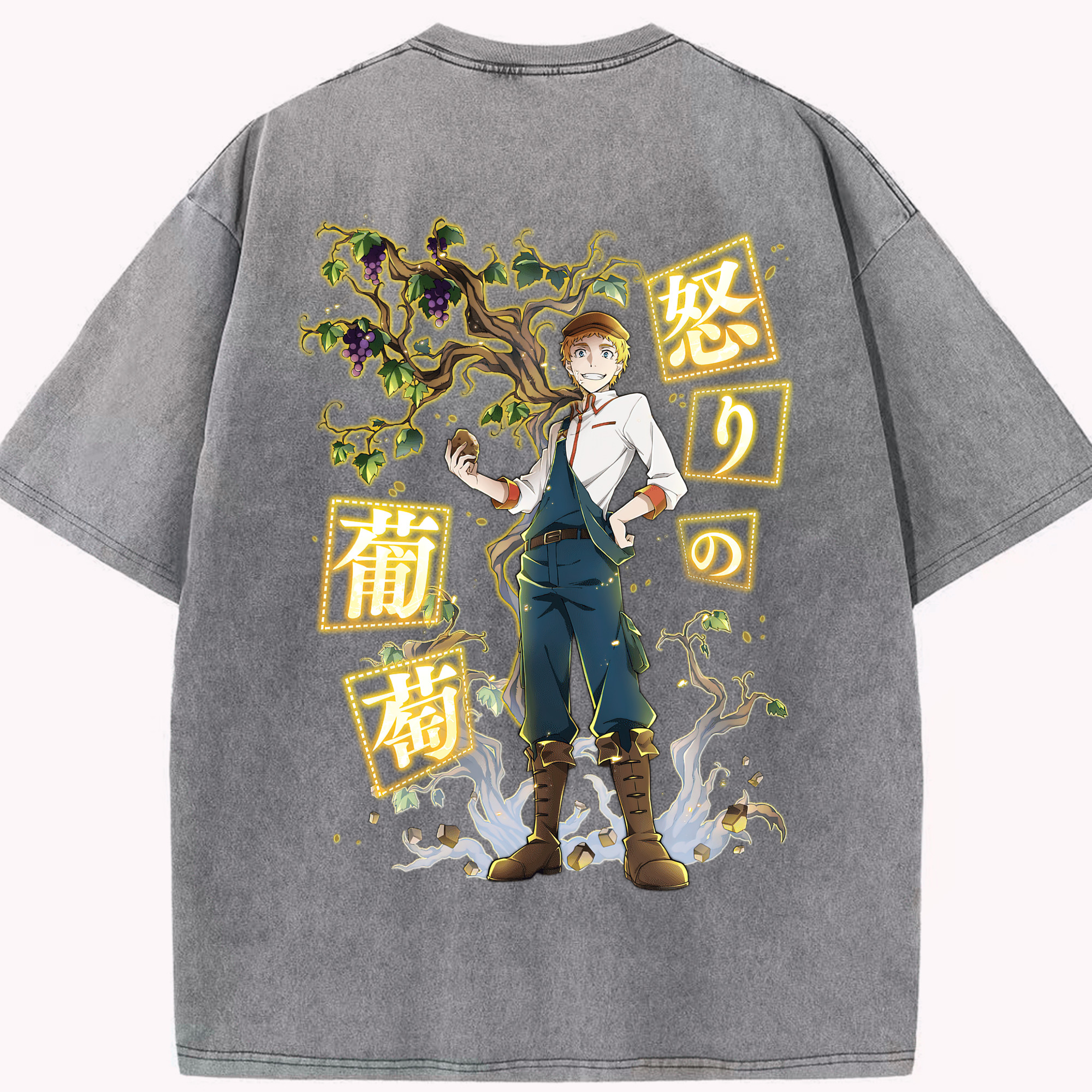 （画像用） 文豪ストレイドッグス Bungo Stray Dogs 綿100% ヴィンテージ風 半袖Tシャツ（背面プリント）
