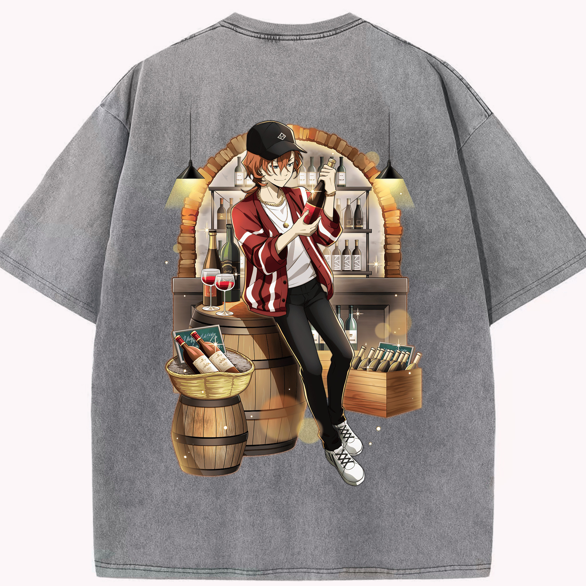（画像用） 文豪ストレイドッグス Bungo Stray Dogs 綿100% ヴィンテージ風 半袖Tシャツ（背面プリント）