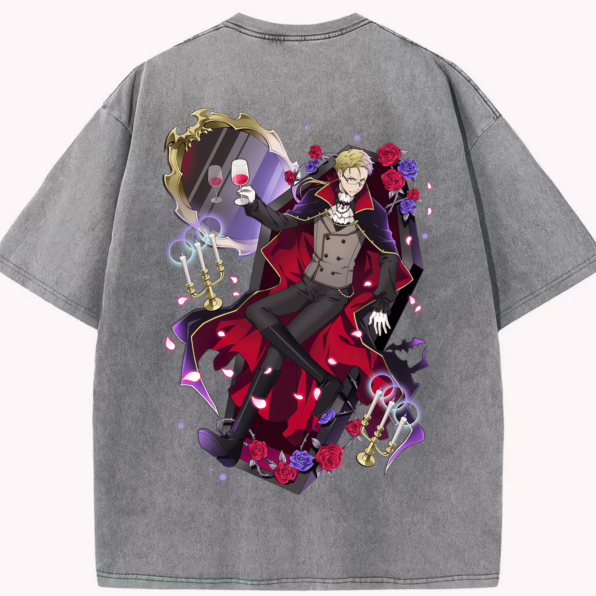 （画像用） 文豪ストレイドッグス Bungo Stray Dogs 綿100% ヴィンテージ風 半袖Tシャツ（背面プリント）