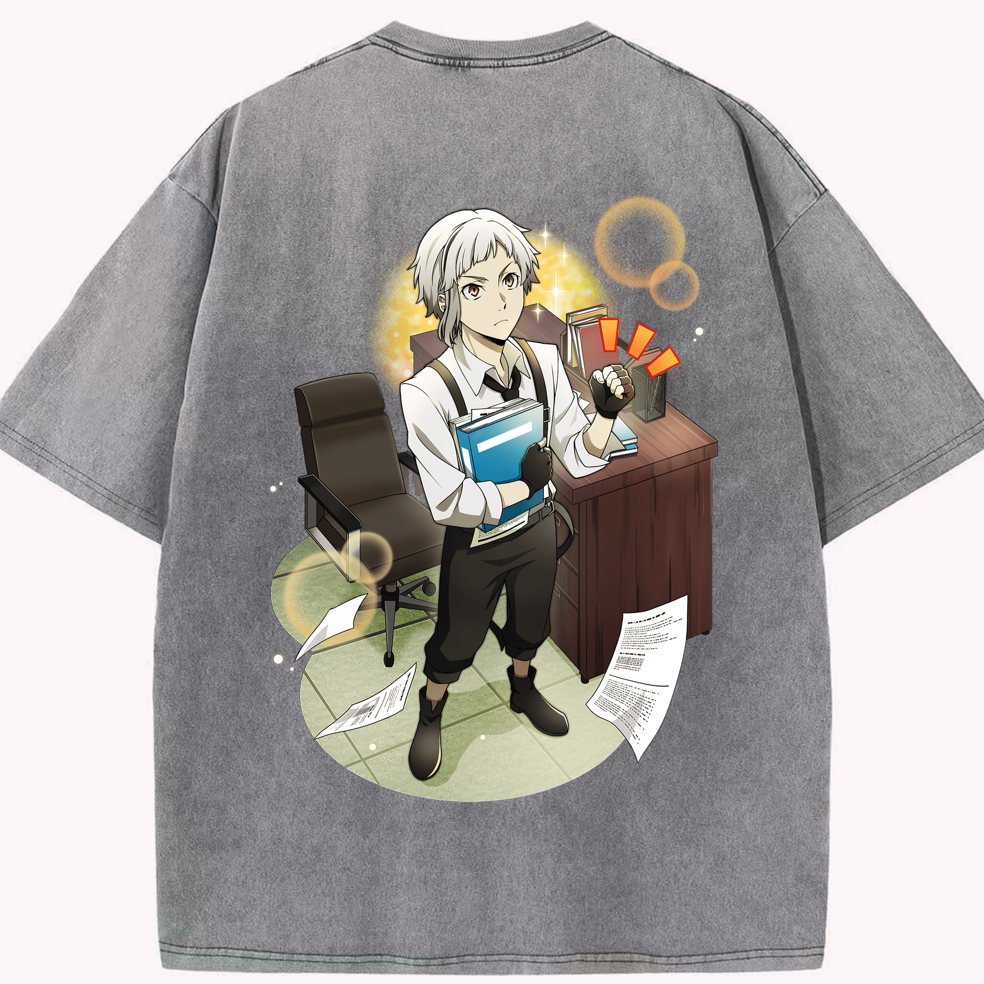 （画像用） 文豪ストレイドッグス Bungo Stray Dogs 綿100% ヴィンテージ風 半袖Tシャツ（背面プリント）
