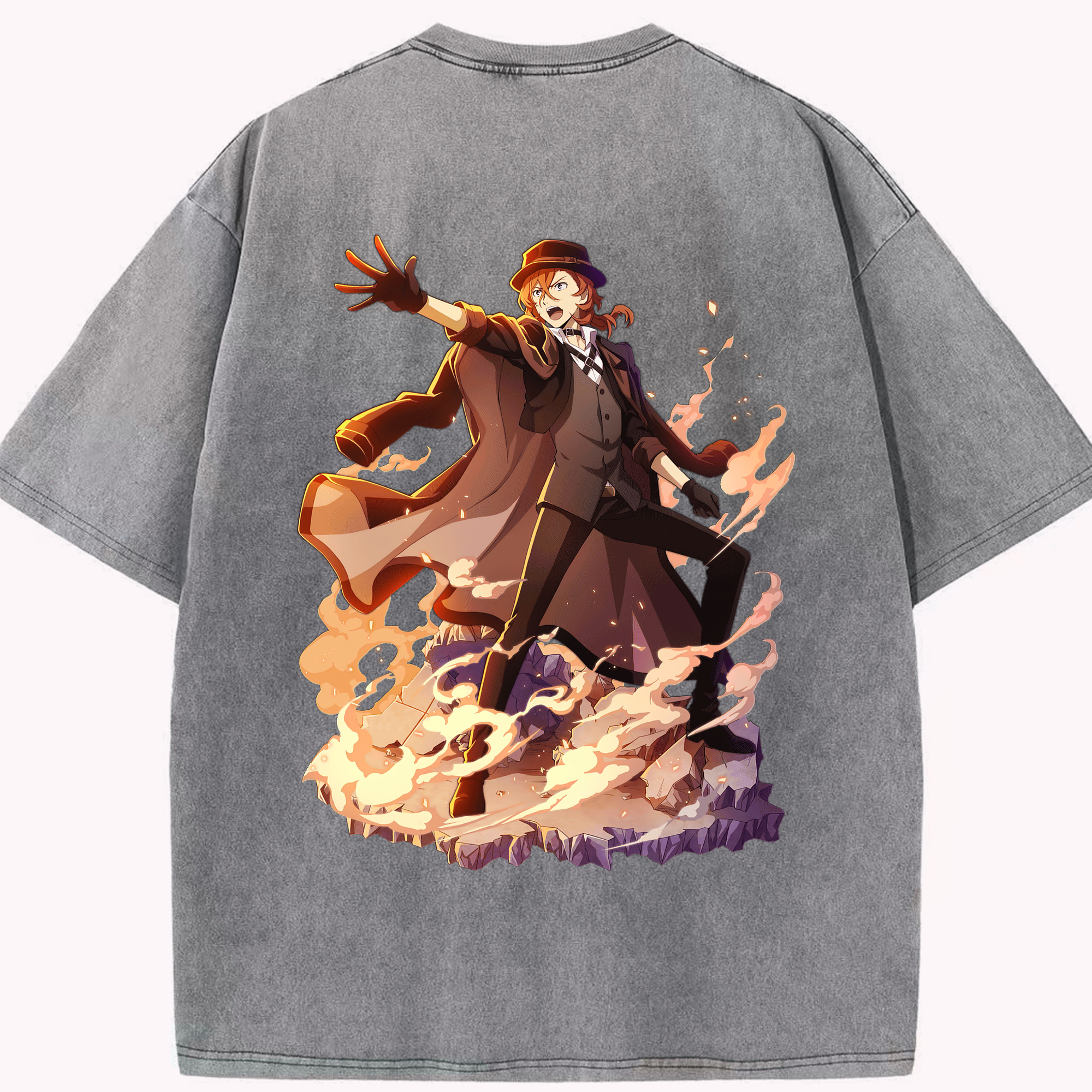 （画像用） 文豪ストレイドッグス Bungo Stray Dogs 綿100% ヴィンテージ風 半袖Tシャツ（背面プリント）