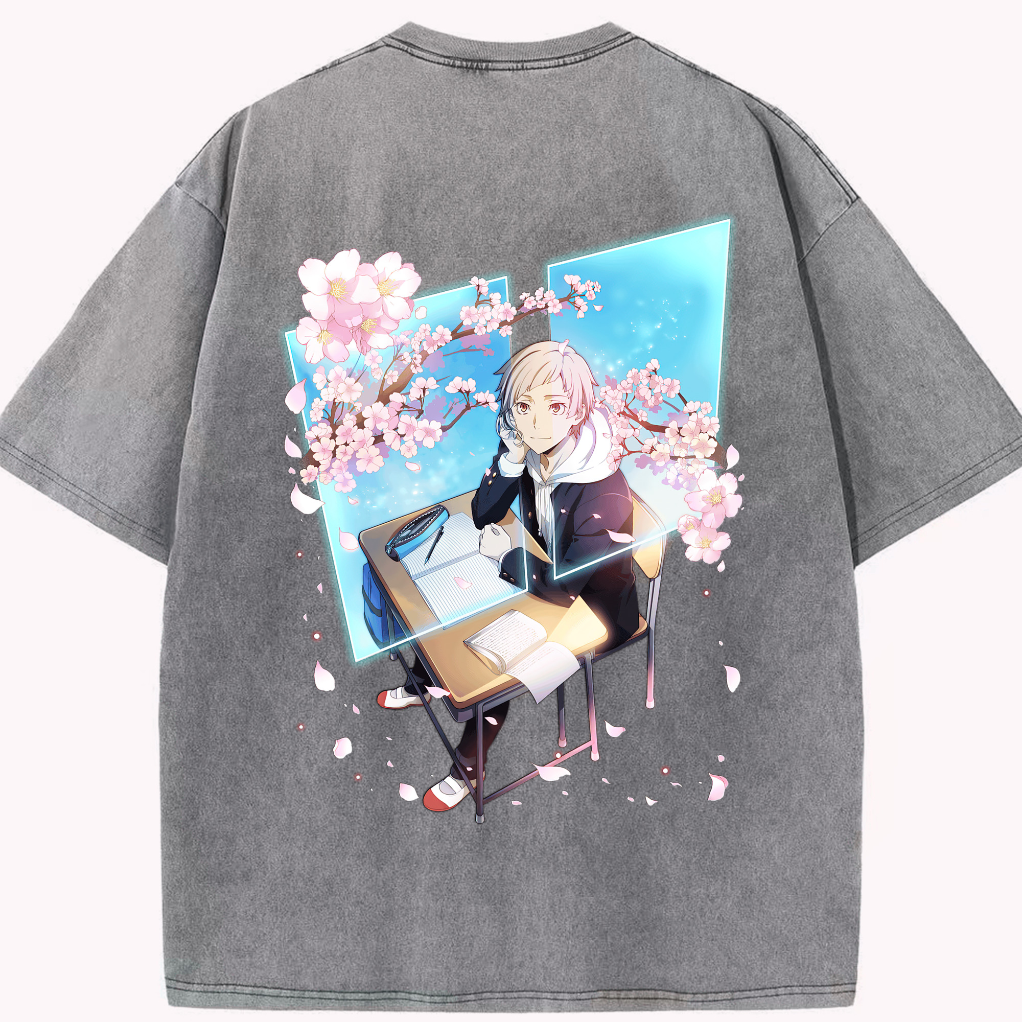 （画像用） 文豪ストレイドッグス Bungo Stray Dogs 綿100% ヴィンテージ風 半袖Tシャツ（背面プリント）